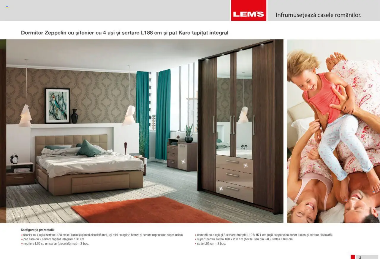 Noul catalog Lem’s – valabil de la 17.11.2023 | Pagină: 3 | Produse: Pat, Șifonier, Comodă, Ușă