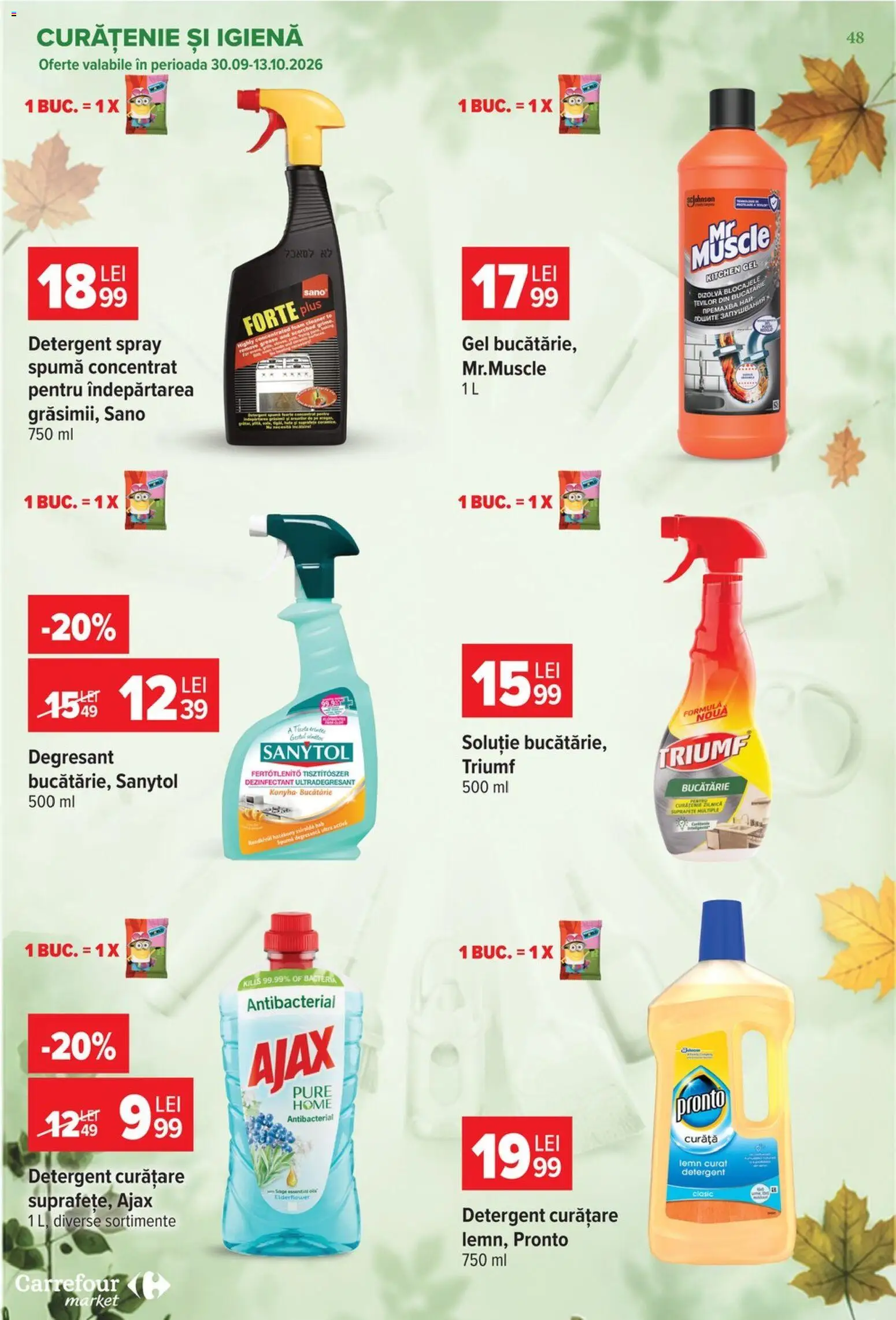 Noul catalog Carrefour – valabil de la 30.09.2026 | Pagină: 48 | Produse: Bucătărie, Detergent, Dezinfectant, Plus