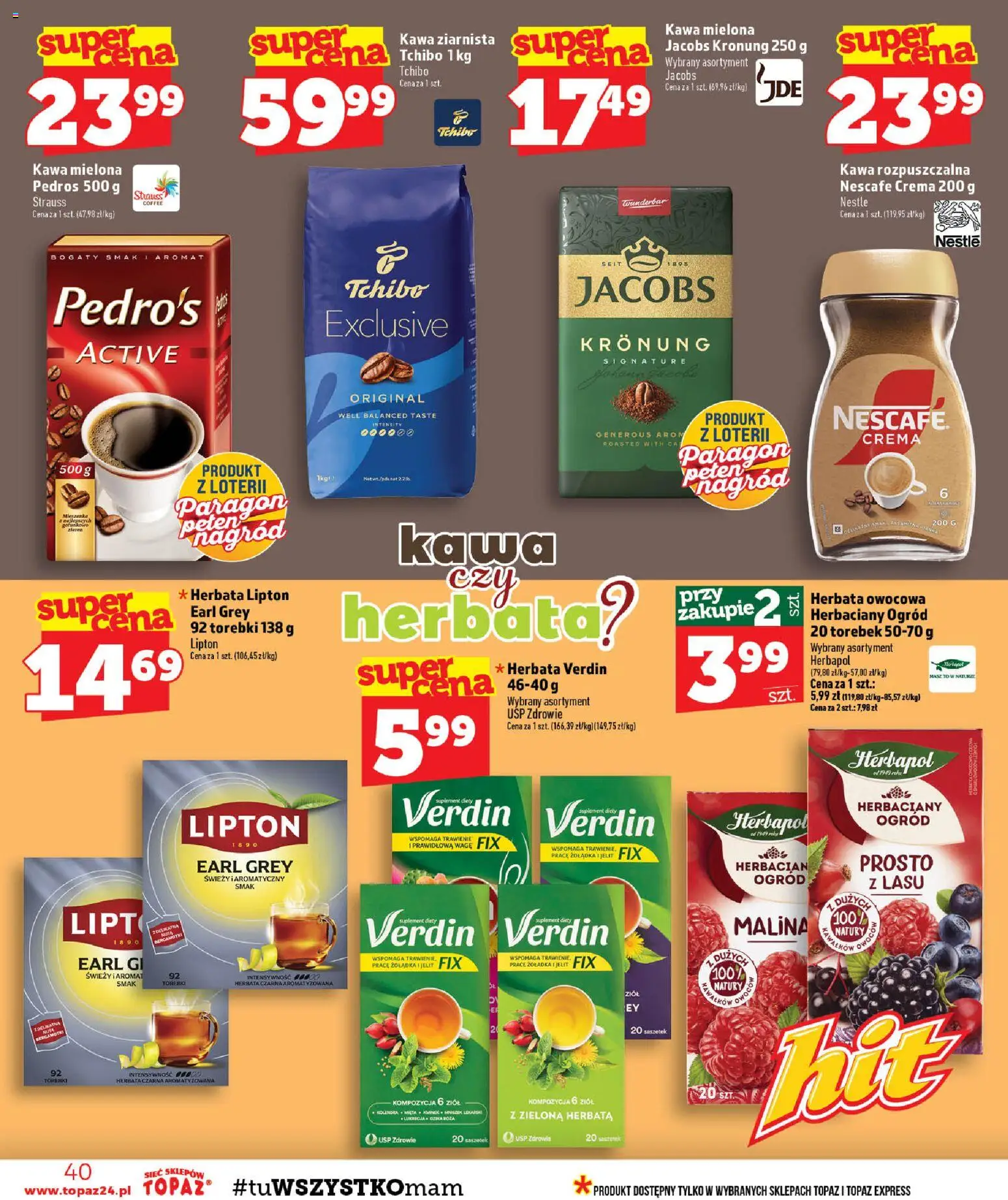 Topaz gazetka - MAZ od 03.09.2026 | Strona: 40 | Produkty: Zielona herbata, Kminek, Tchibo, Herbata lipton