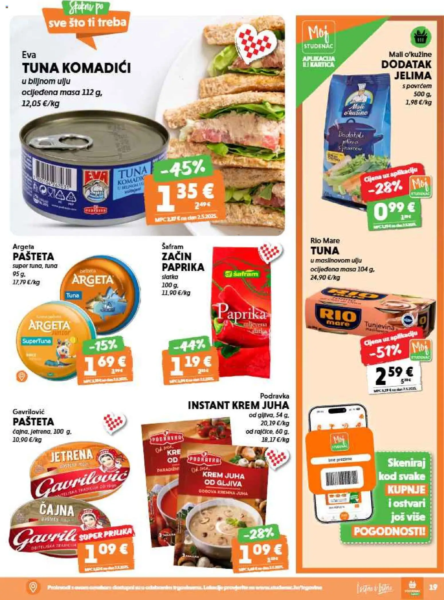 Studenac katalog | vrijedi od 20.05.2026 | Stranica: 19 | Proizvodi: Rio Mare, Podravka, Pašteta, Tuna