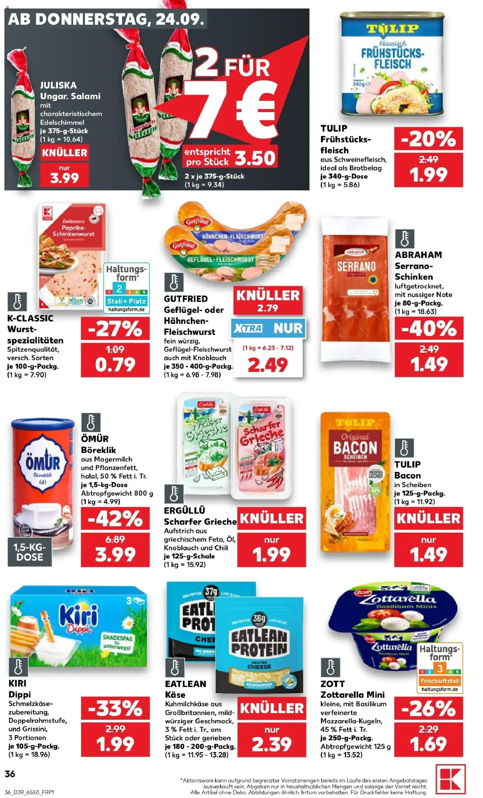 Prospekt Kaufland ab 24.09.2026 » Angebote Online zum Blättern | Seite: 36 | Produkte: Spezialitäten, Wurst, Chili, Schinken
