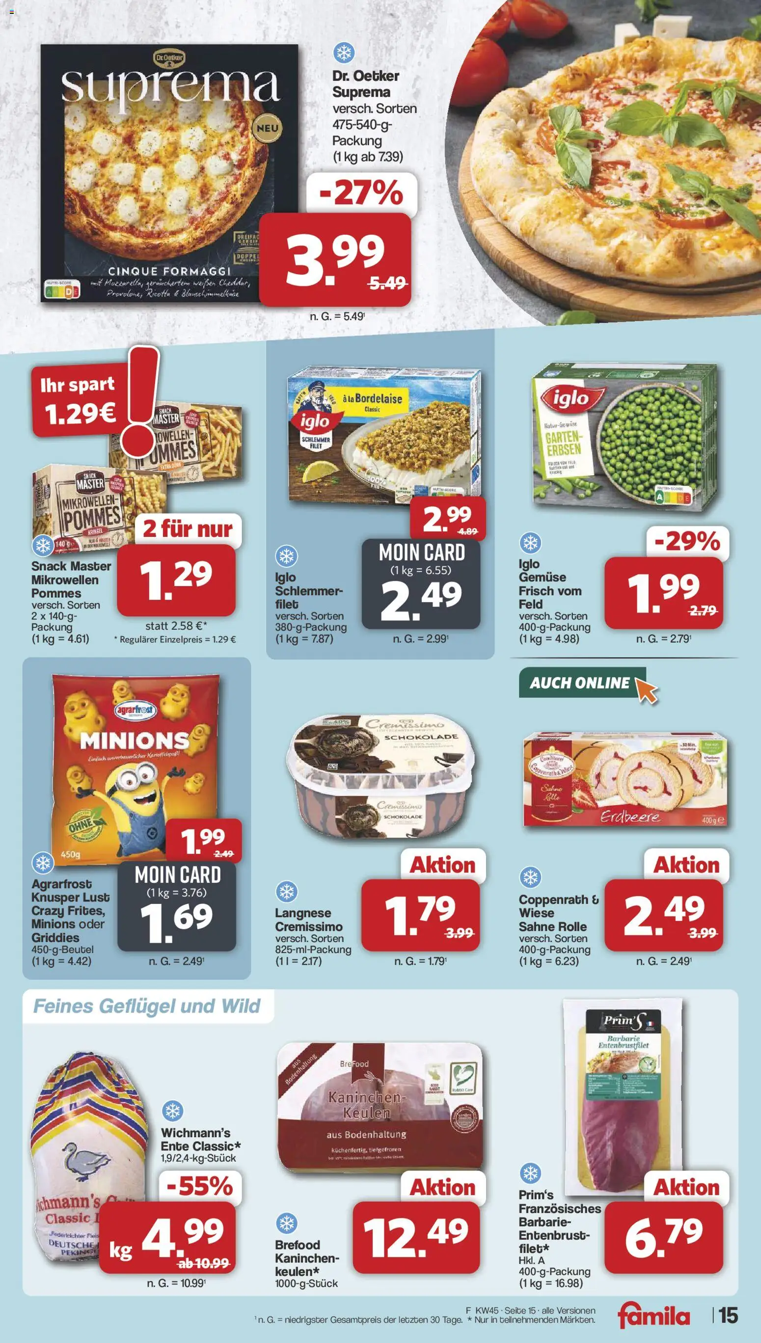 Famila Nordwest Kusten Days – gültig ab 02.11.2026 | Seite: 15 | Produkte: Langnese, Kaninchen, Iglo, Gemüse