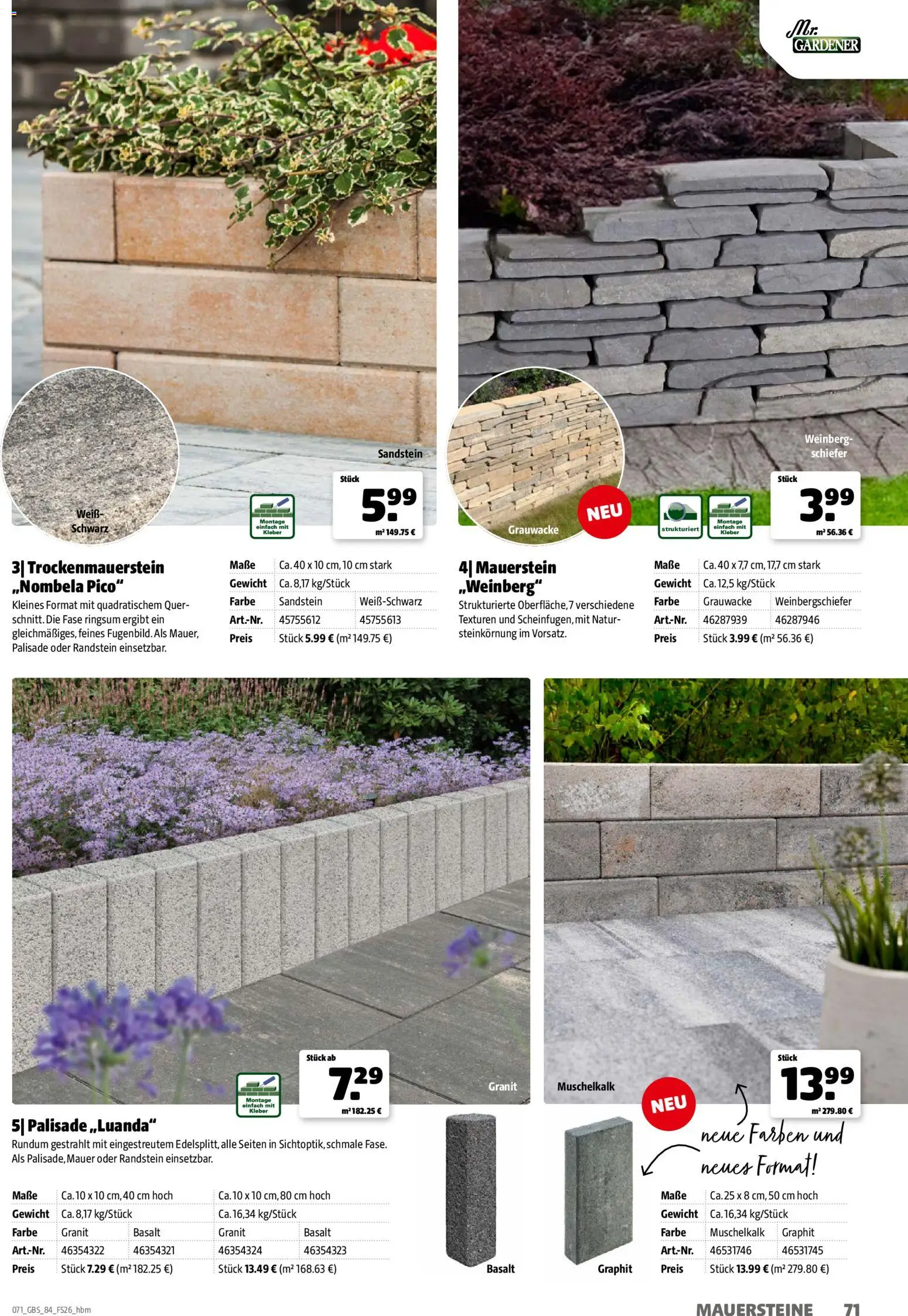 Hagebau Gartenbaustoffsortiment – gültig ab 02.03.2026 | Seite: 71 | Produkte: Gewicht