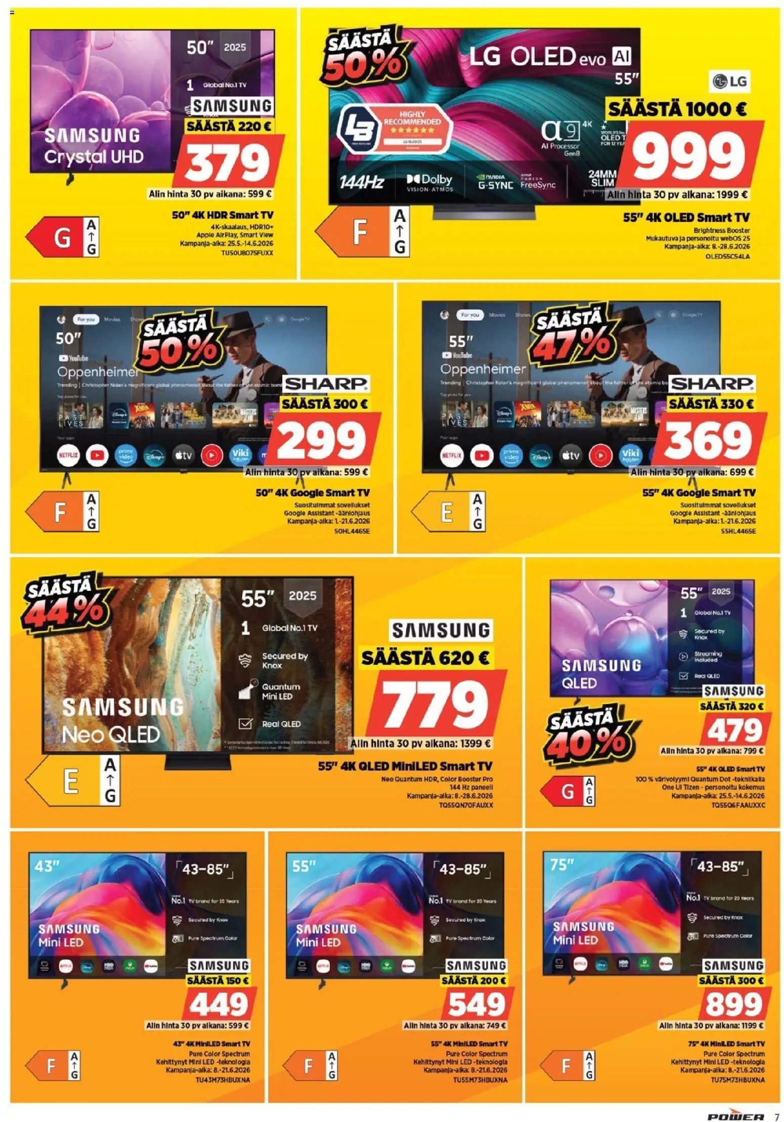 Power tarjoukset – voimassa 08.06.2026 alkaen | Sivu: 7 | Tuotteet: TV