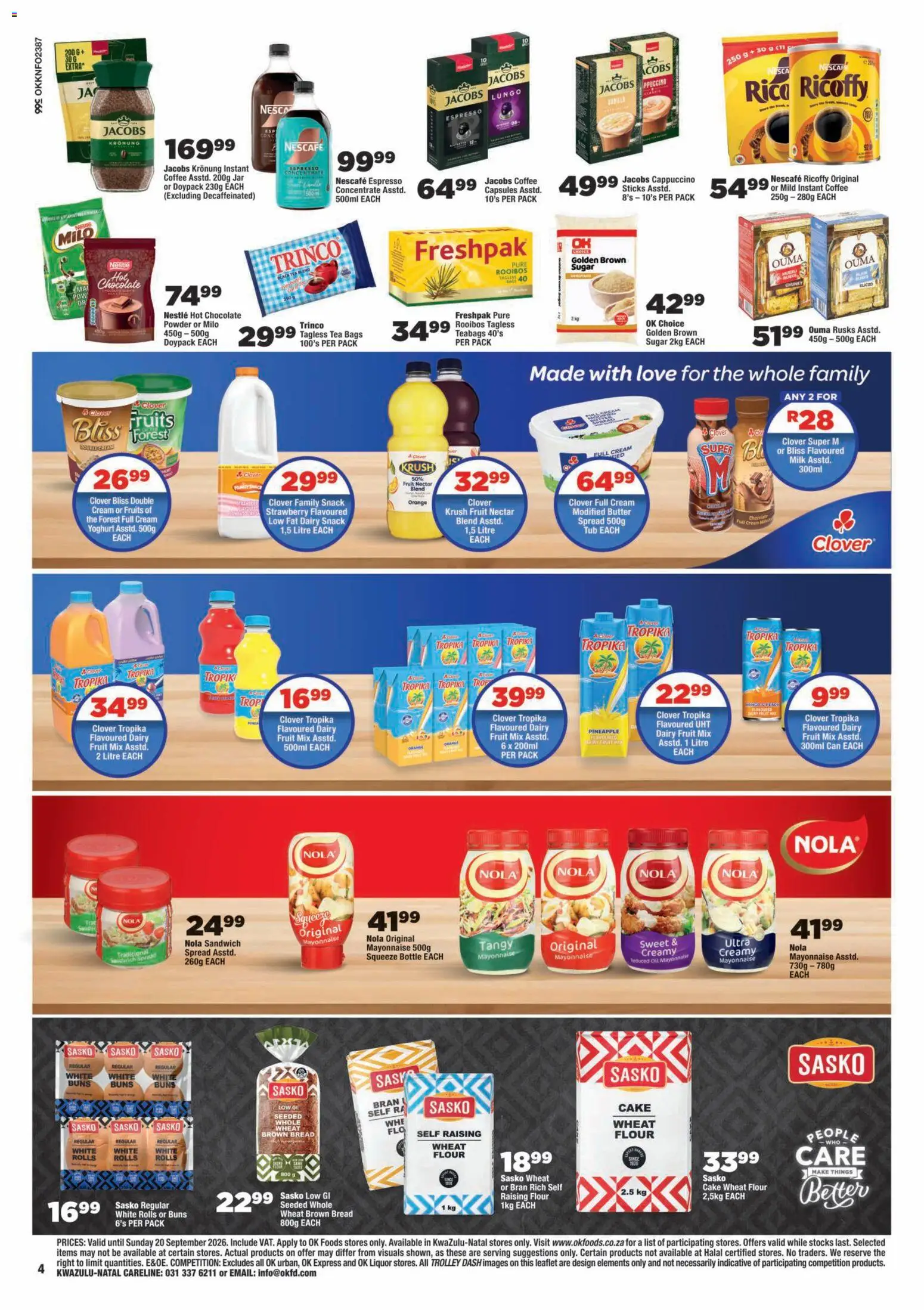 New OK Foods catalogue – valid from 09/09/2026 | Page: 4 | Products: Flour, Rusks, Mayonnaise, Sugar