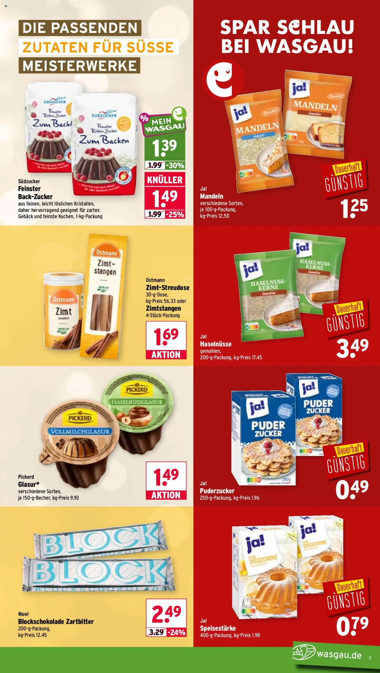 Wasgau Prospekt – gültig ab 05.10.2026 | Seite: 3 | Produkte: Puder, Mandeln, Zucker