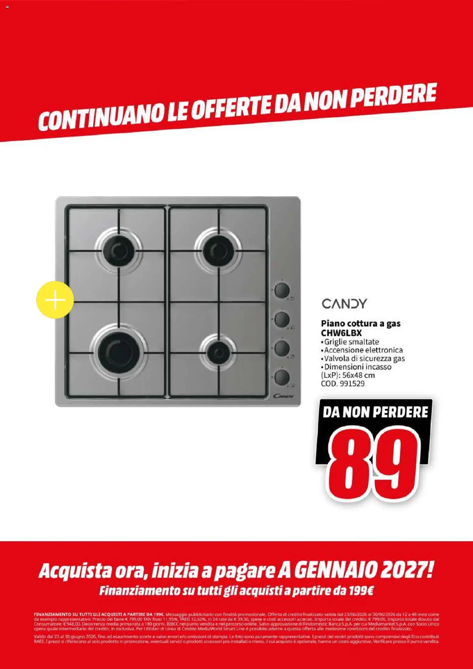 Volantino Media World del 23/06/2026 | Pagina: 62 | Prodotti: Piano cottura