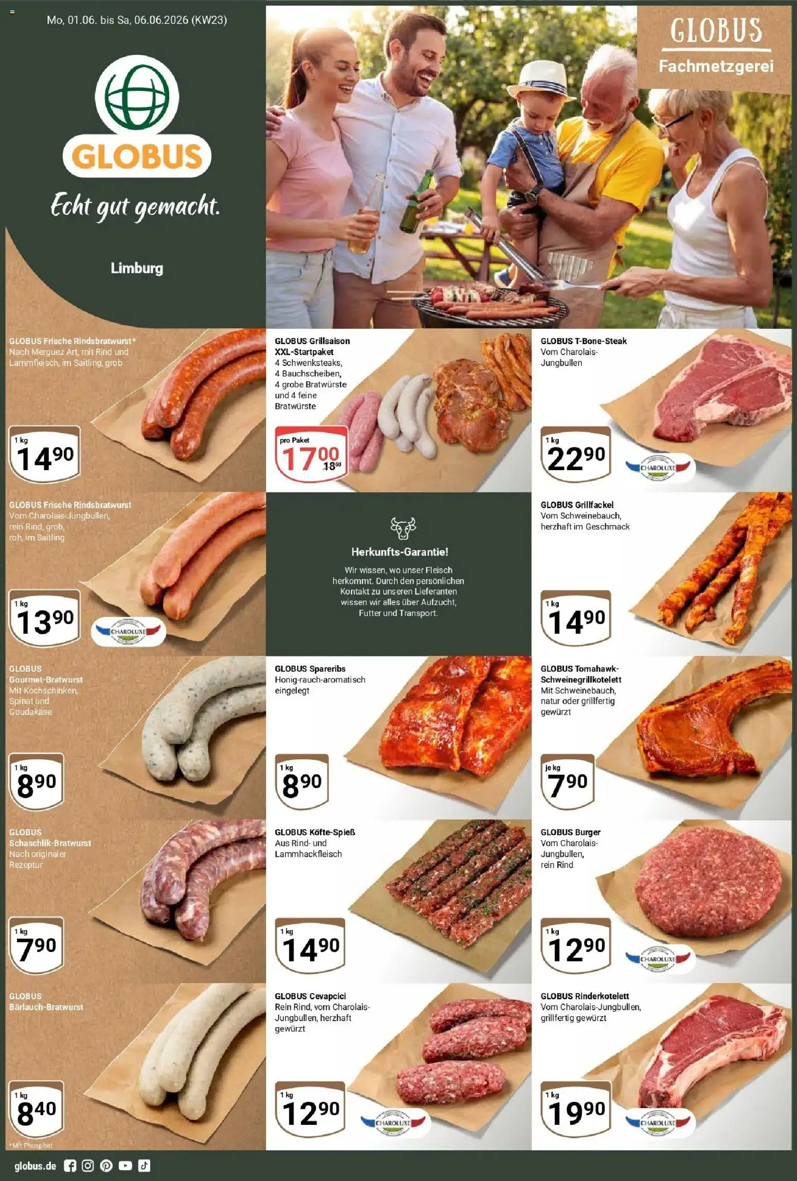 Globus Prospekt Limburg – gültig ab 01.06.2026 | Seite: 1 | Produkte: Cevapcici, Burger, Fleisch