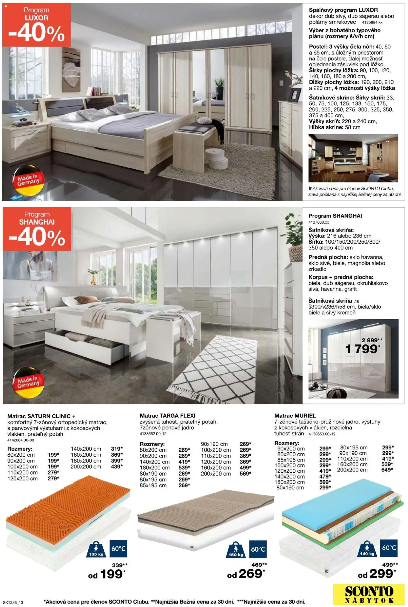 Nové Sconto nábytok akcie – leták je platný od 23.09.2026 | Strana: 13 | Produkty: Nábytok, Matrac, Šatníkové skrine, Posteľ