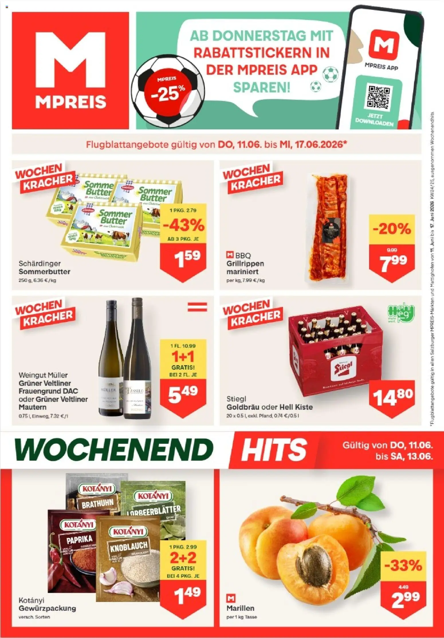 MPREIS Altenmarkt im Pongau gültig ab 11.06.2026 | Seite: 1 | Produkte: Knoblauch, Butter