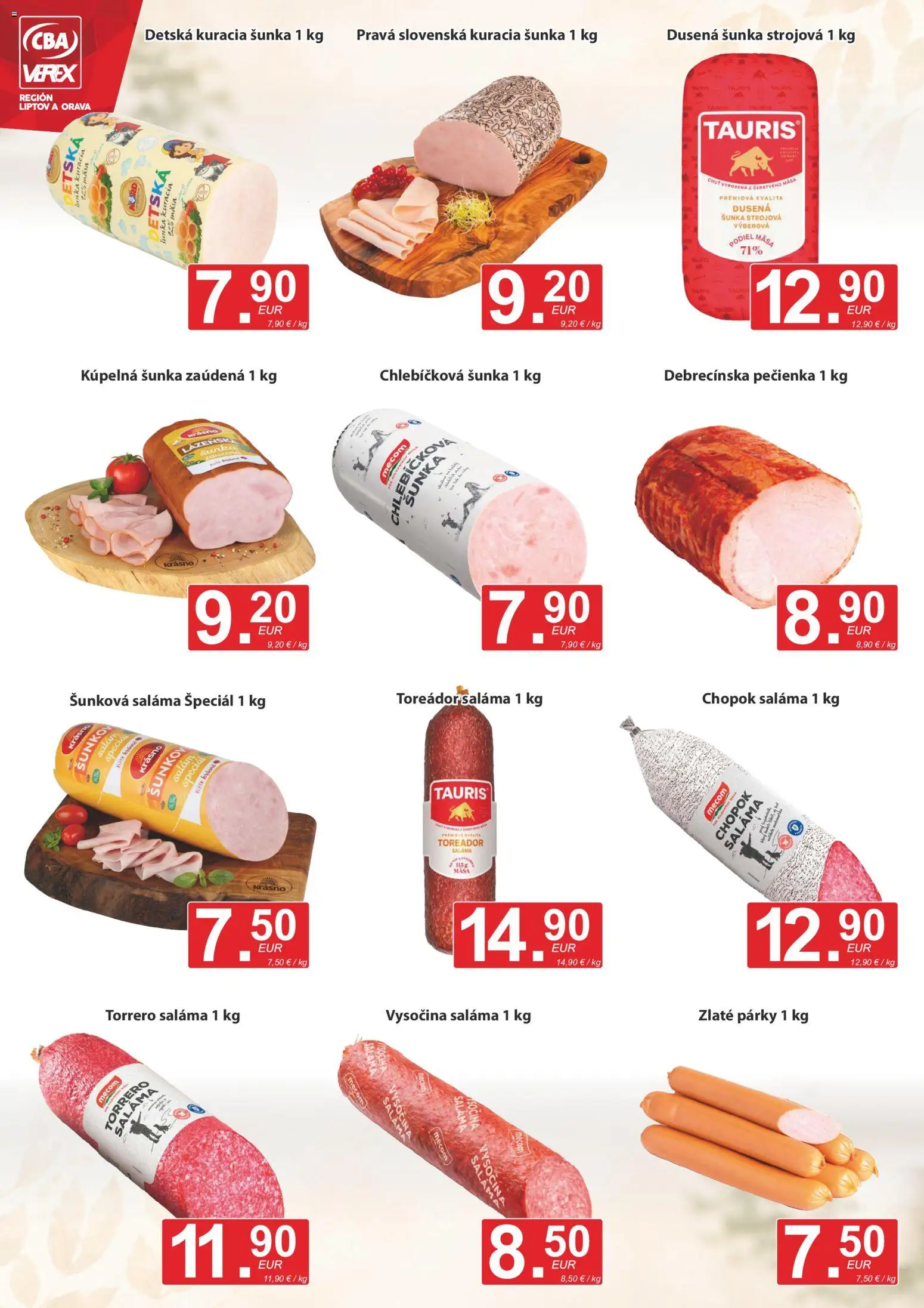 Nové CBA Verex akcie – leták je platný od 20.08.2026 | Strana: 2 | Produkty: Kúpelňa, Saláma, Šunka
