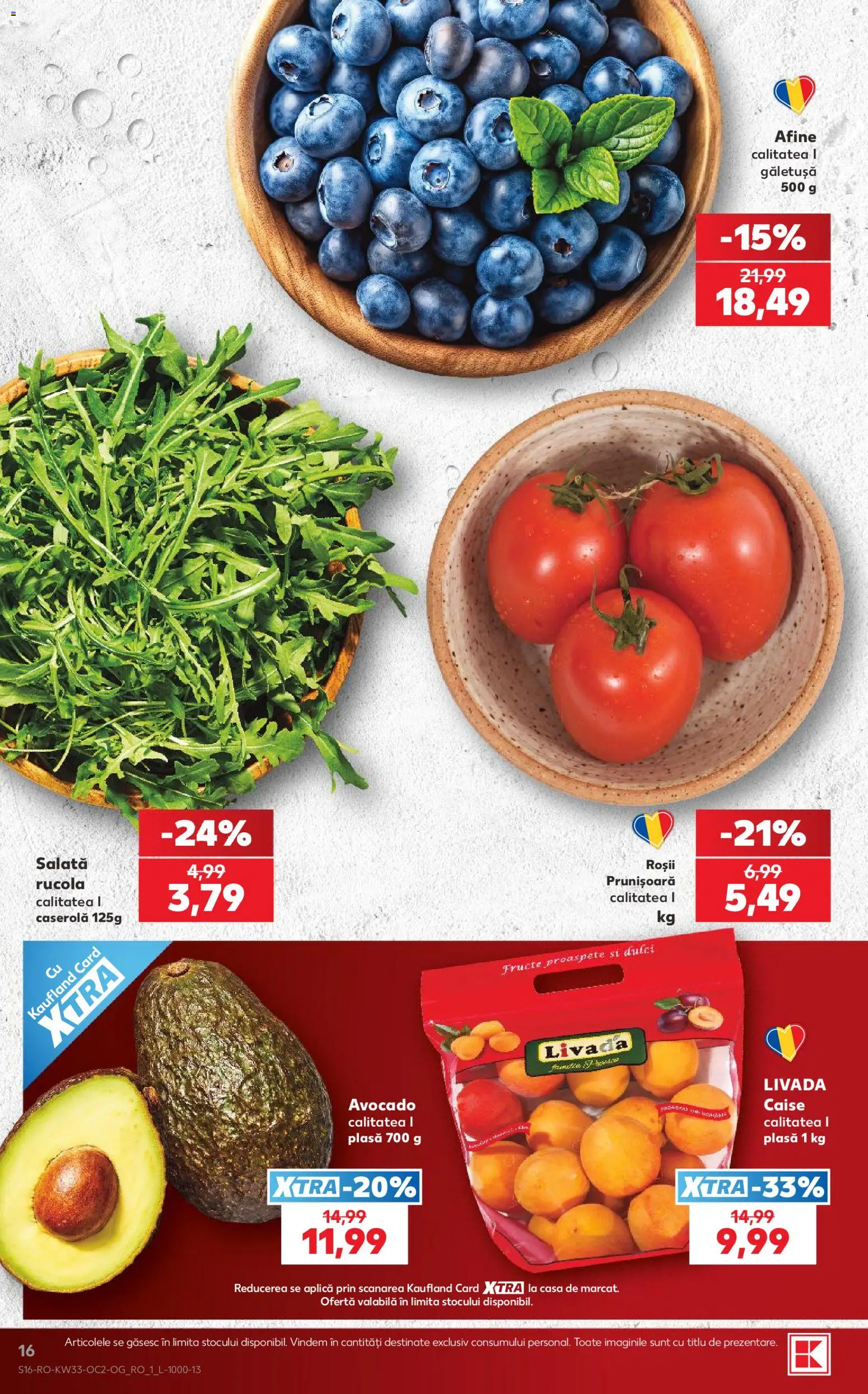 Noul catalog Kaufland – valabil de la 12.08.2026 | Pagină: 16 | Produse: Afine, Caserola, Roșii, Salată