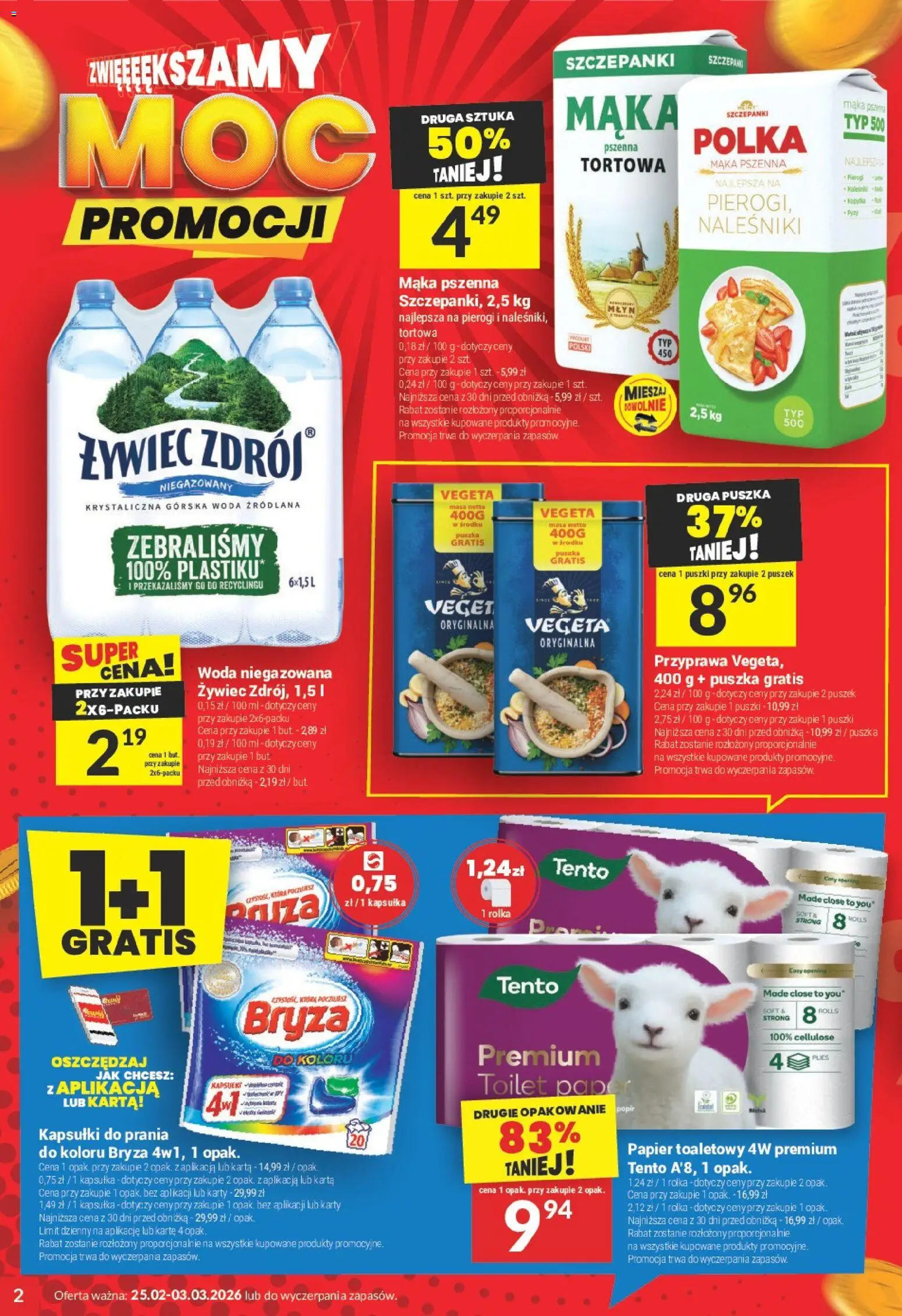 Twój Market Gazetka od 25.02.2026 | Strona: 2 | Produkty: Karta, Papier toaletowy, Pierogi, Półka
