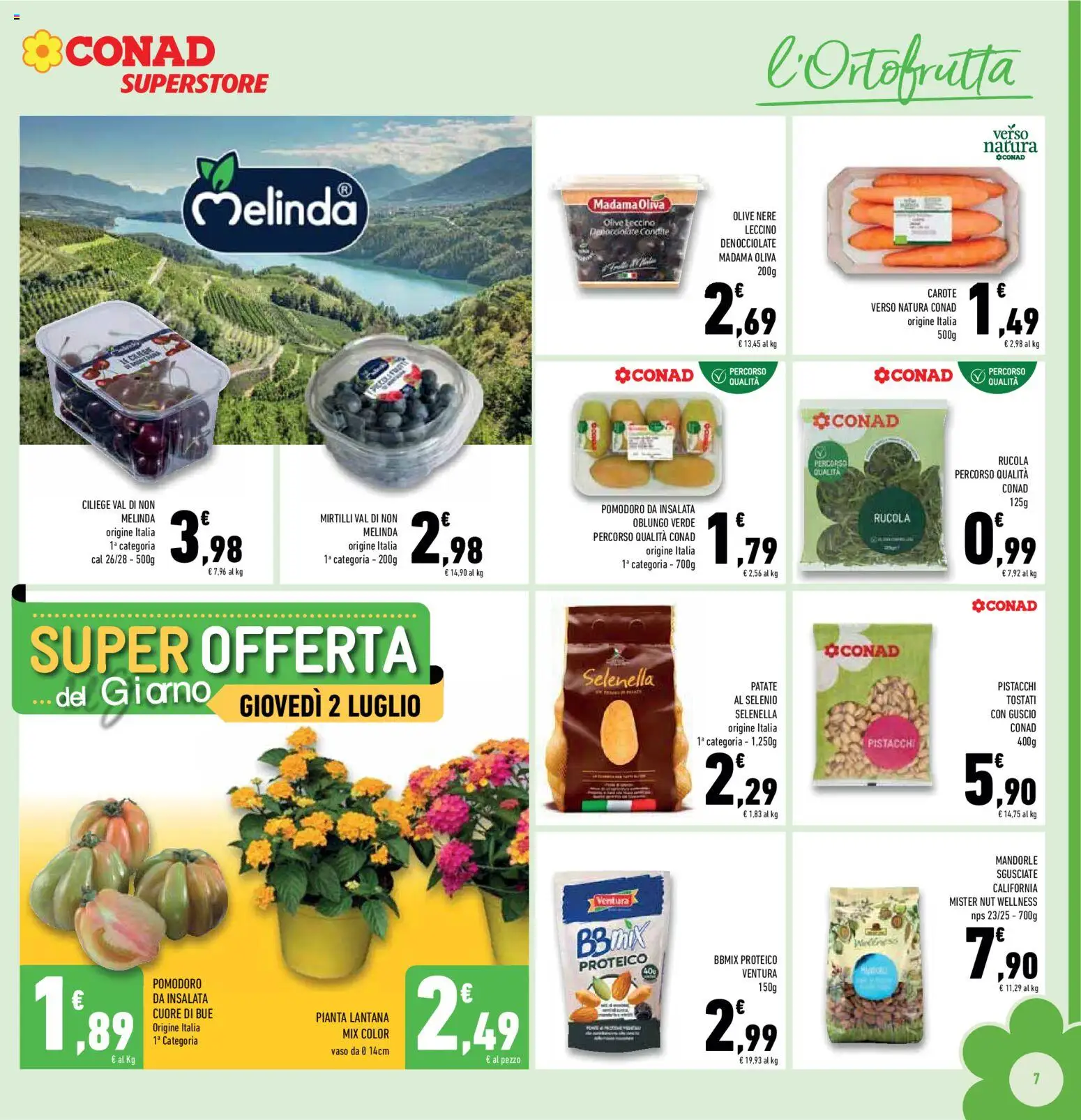 Volantino Conad del 01/07/2026 | Pagina: 7 | Prodotti: Insalata, Patate, Olive, Pistacchi