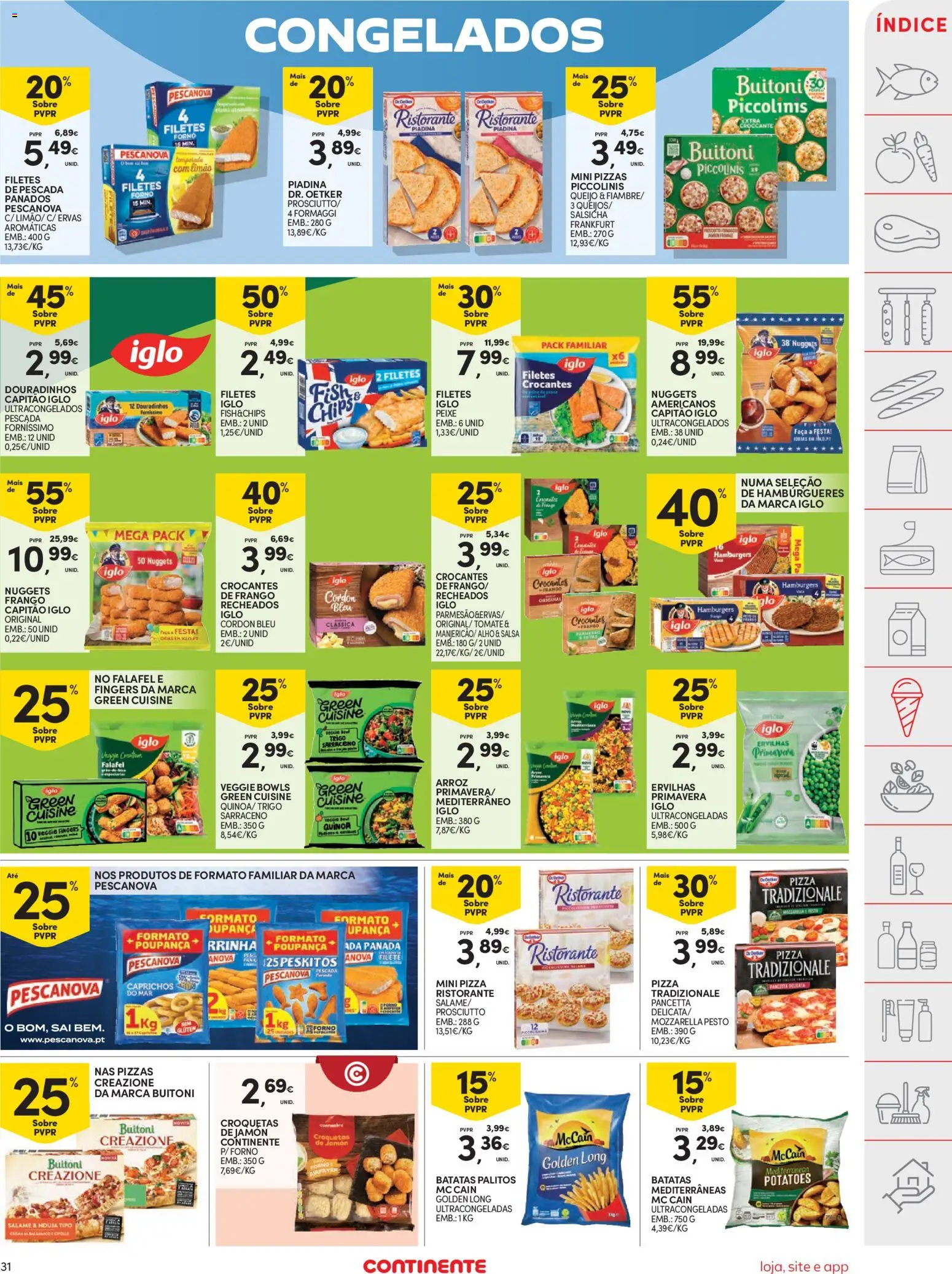 Continente folheto │ válido de 18/08/2026 | Página: 31 | Produtos: Frango, Pescada, Pizza, Arroz