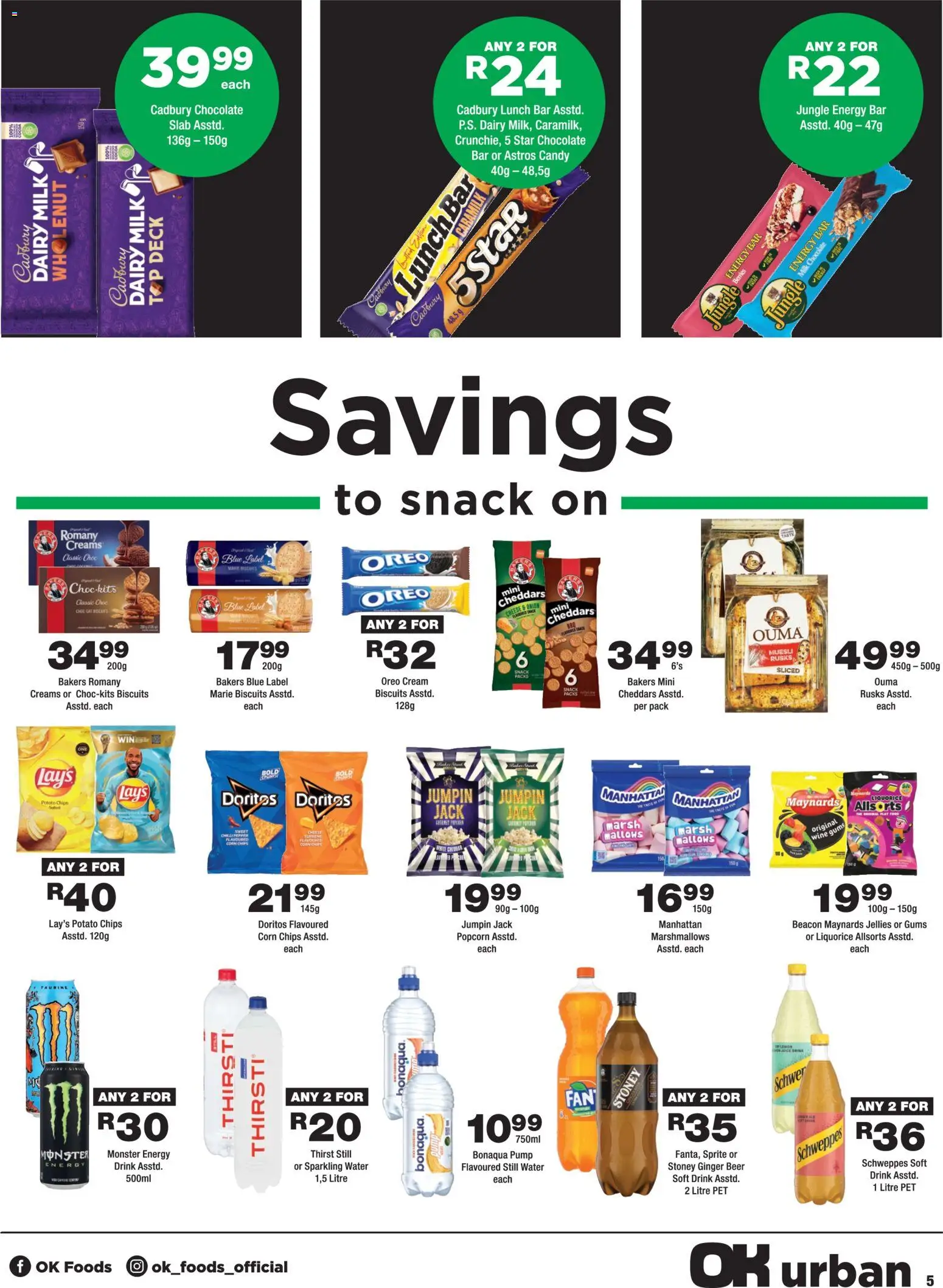 New OK Foods catalogue – valid from 25/08/2026 | Page: 5 | Products: Biscuits, Beer, Rusks, Energy drink