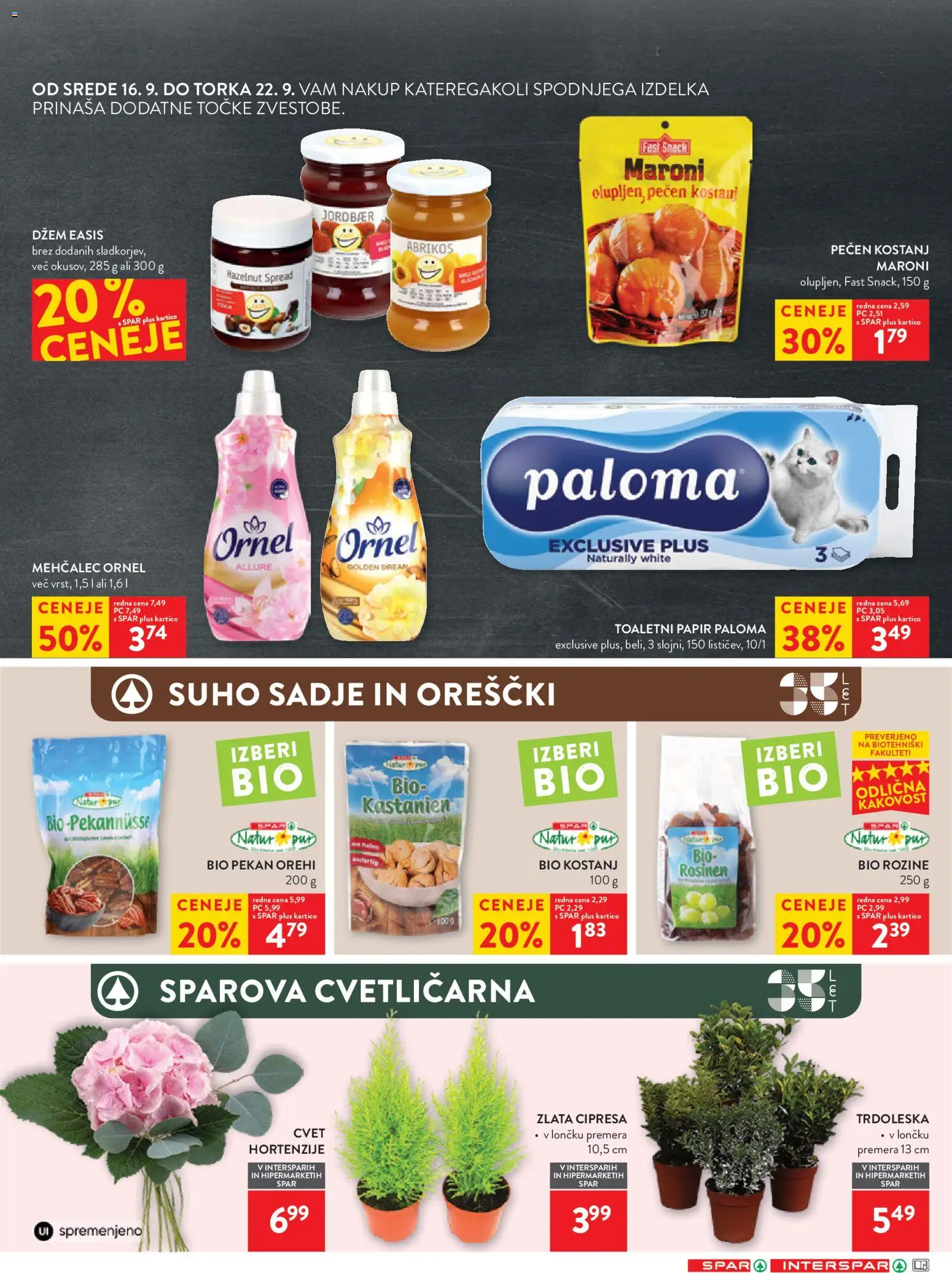 Novi Spar katalog ponudbe – veljaven od 16.09.2026 | Stran: 19 | Izdelki: Mehčalec, Suho sadje, Džem, Sadje