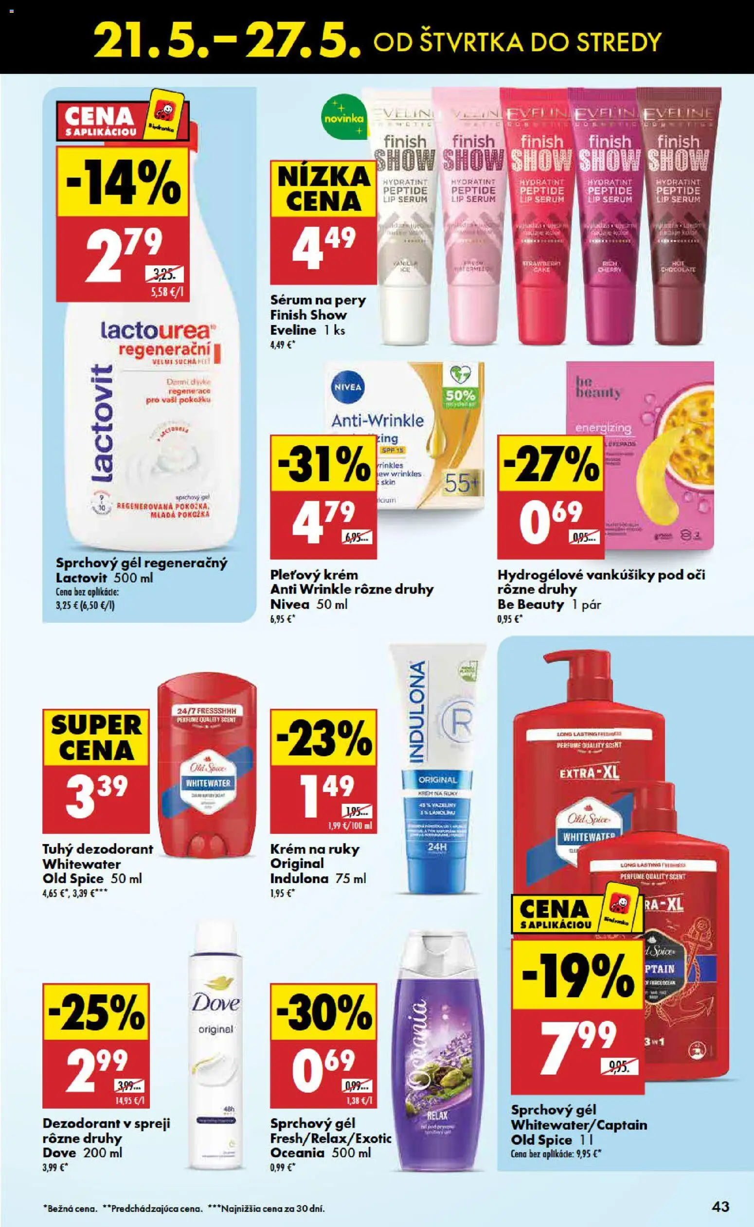 Nové Biedronka akcie – leták je platný od 21.05.2026 | Strana: 43 | Produkty: Nivea, Dezodorant, Krém, Indulona