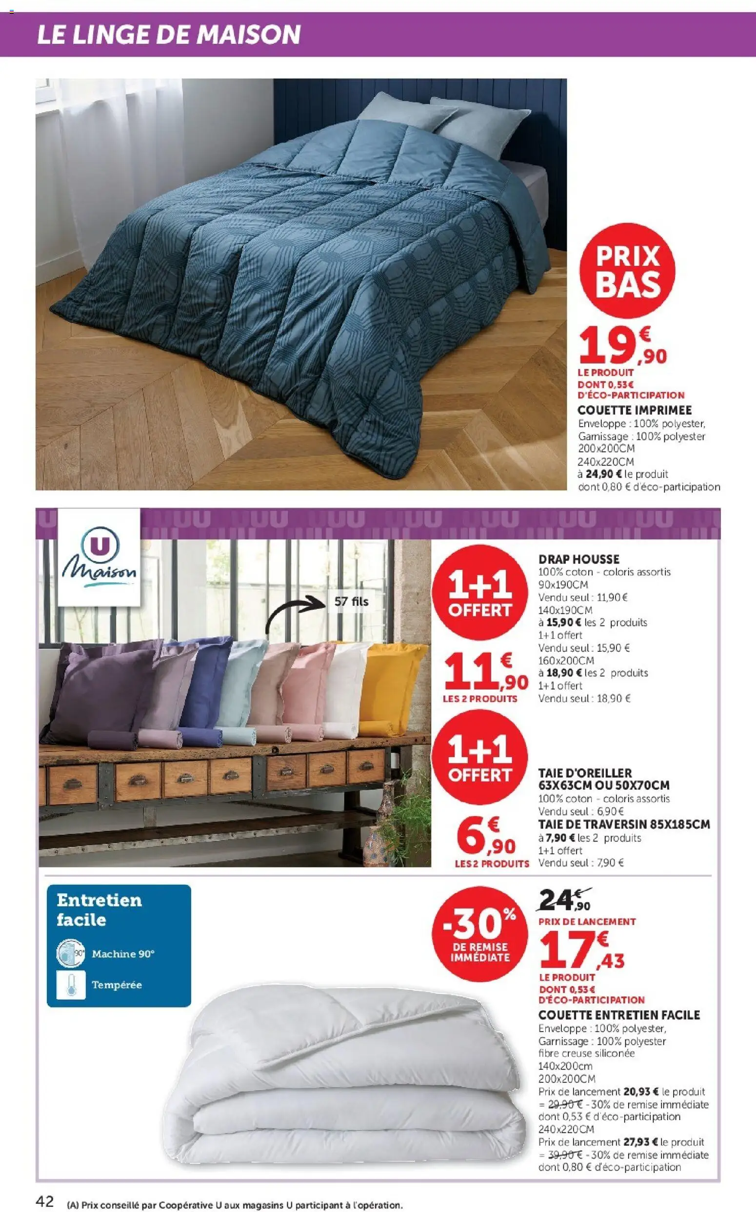 {H1} | Page: 42 | Produits: Coton, Enveloppe, Couette imprimée, Drap housse