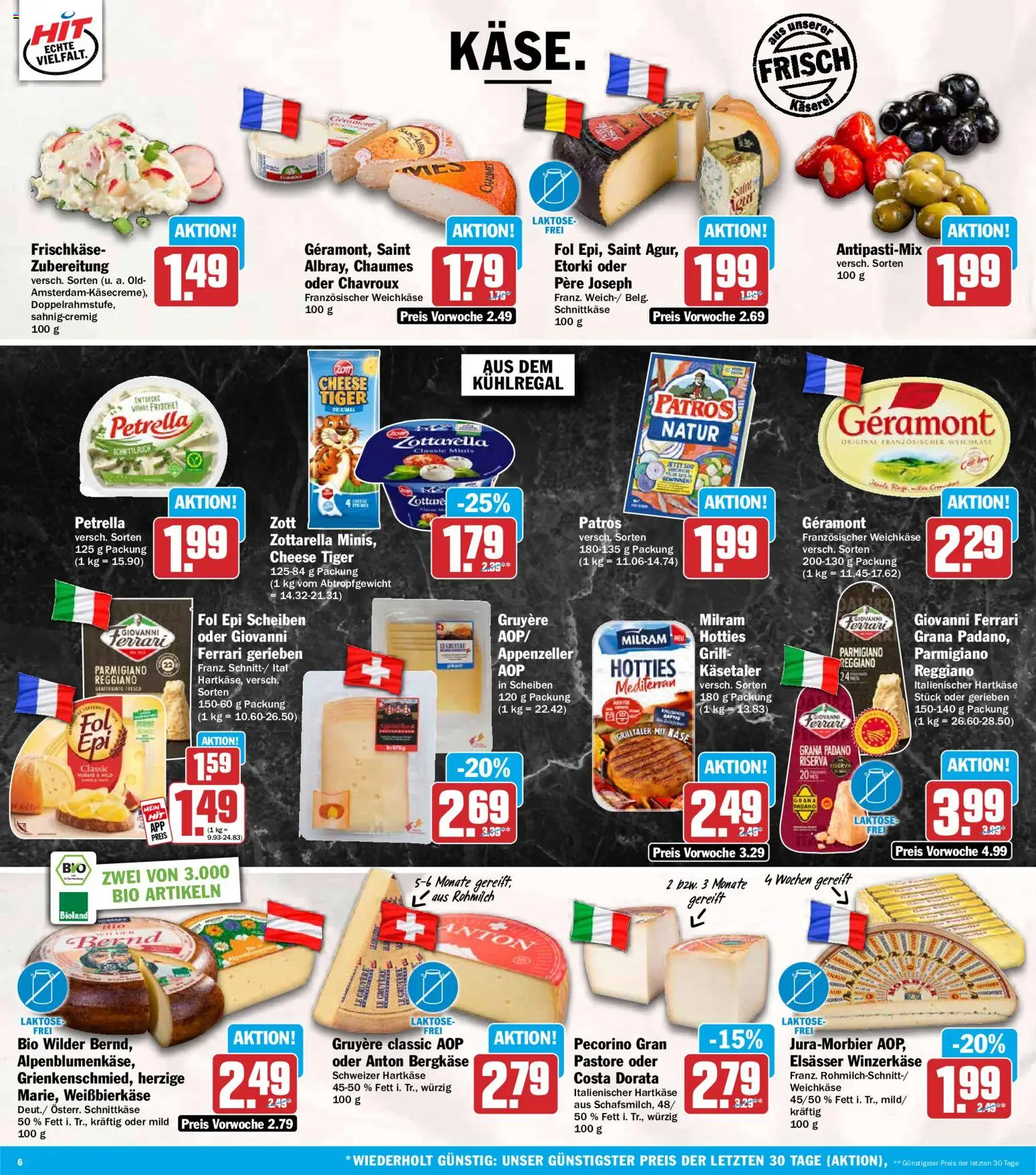 HIT Prospekt – gültig ab 24.08.2026 | Seite: 6 | Produkte: Grana Padano, Grill, Käse, Milram