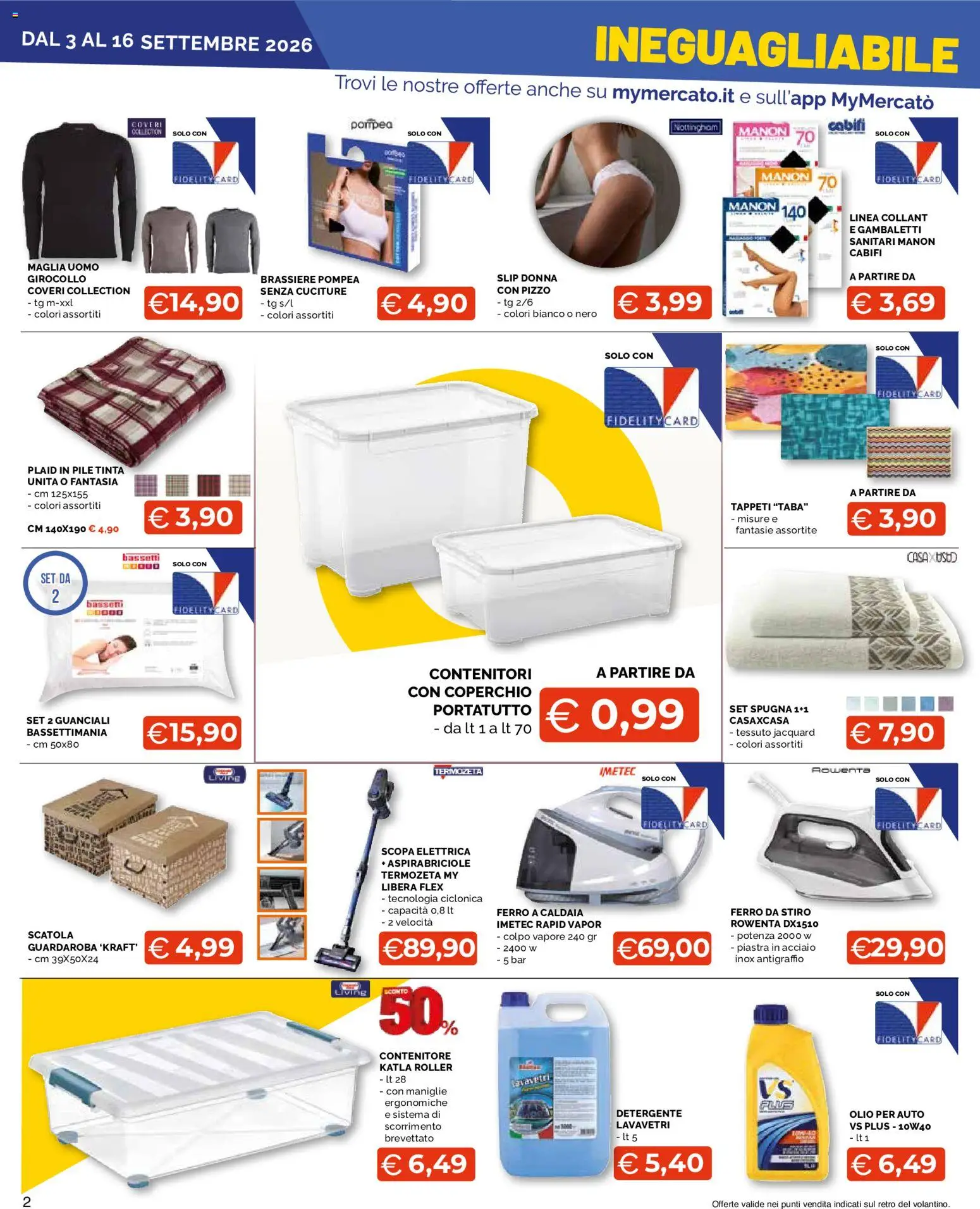 Volantino Mercatò del 03/09/2026 | Pagina: 2 | Prodotti: Pile, Guardaroba, Plaid, Contenitore