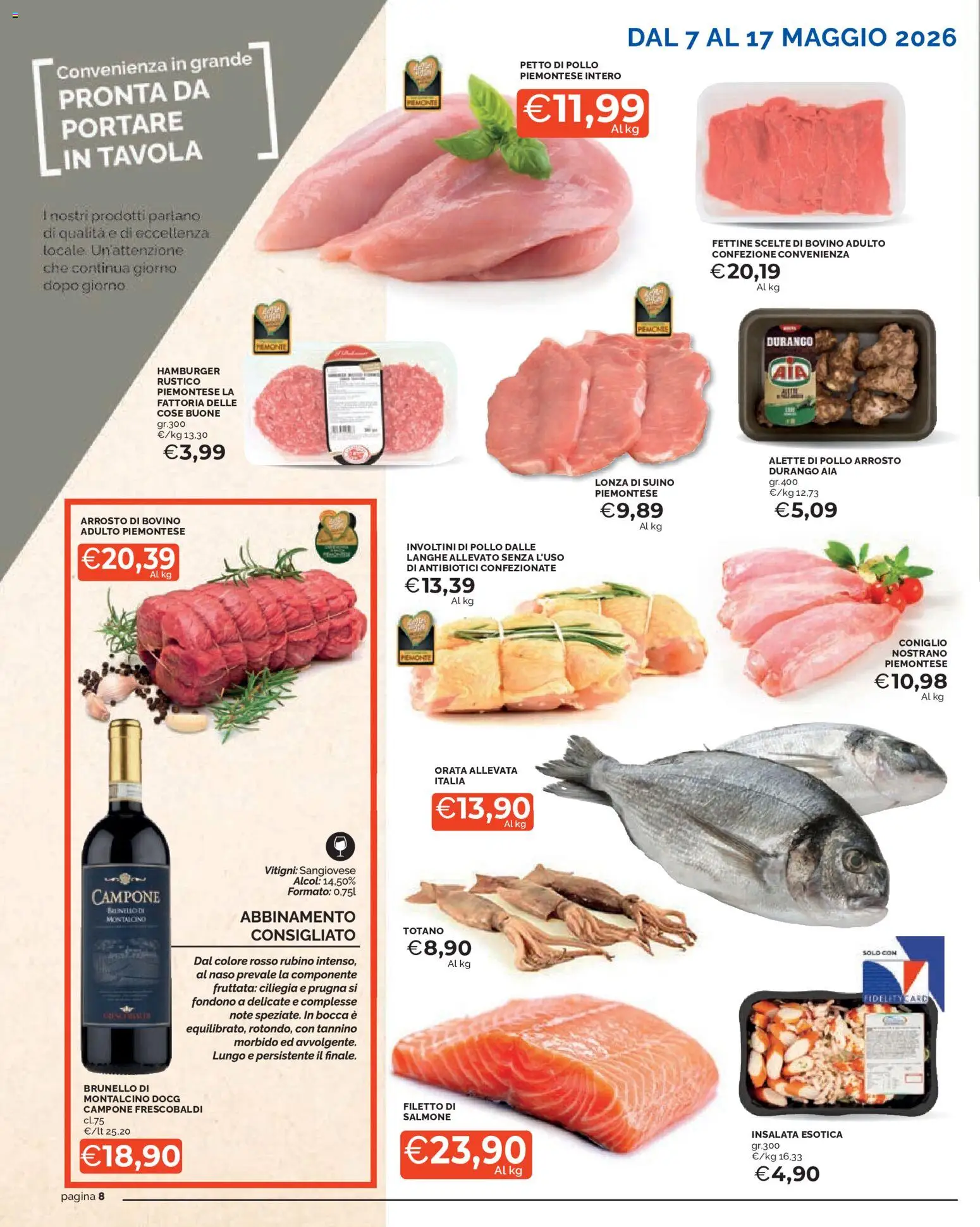 Volantino Mercatò del 07.05.2026 | Pagina: 8 | Prodotti: Arrosto, Pollo, Salmone, Hamburger