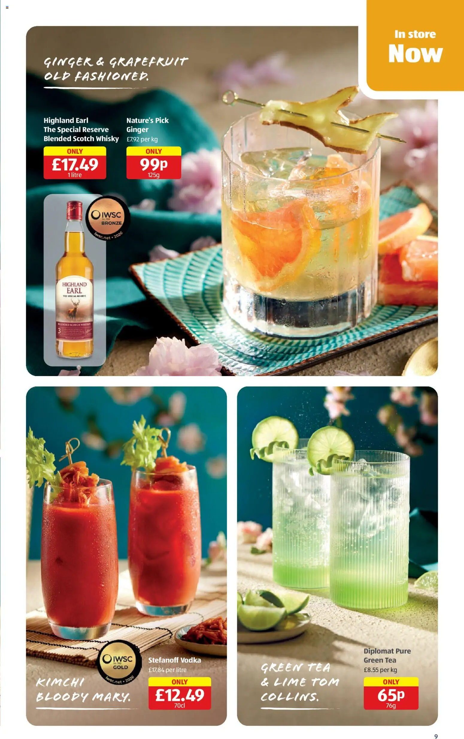 {H1} | Page: 9 | Products: Whisky, Grapefruit, Ginger, Green tea