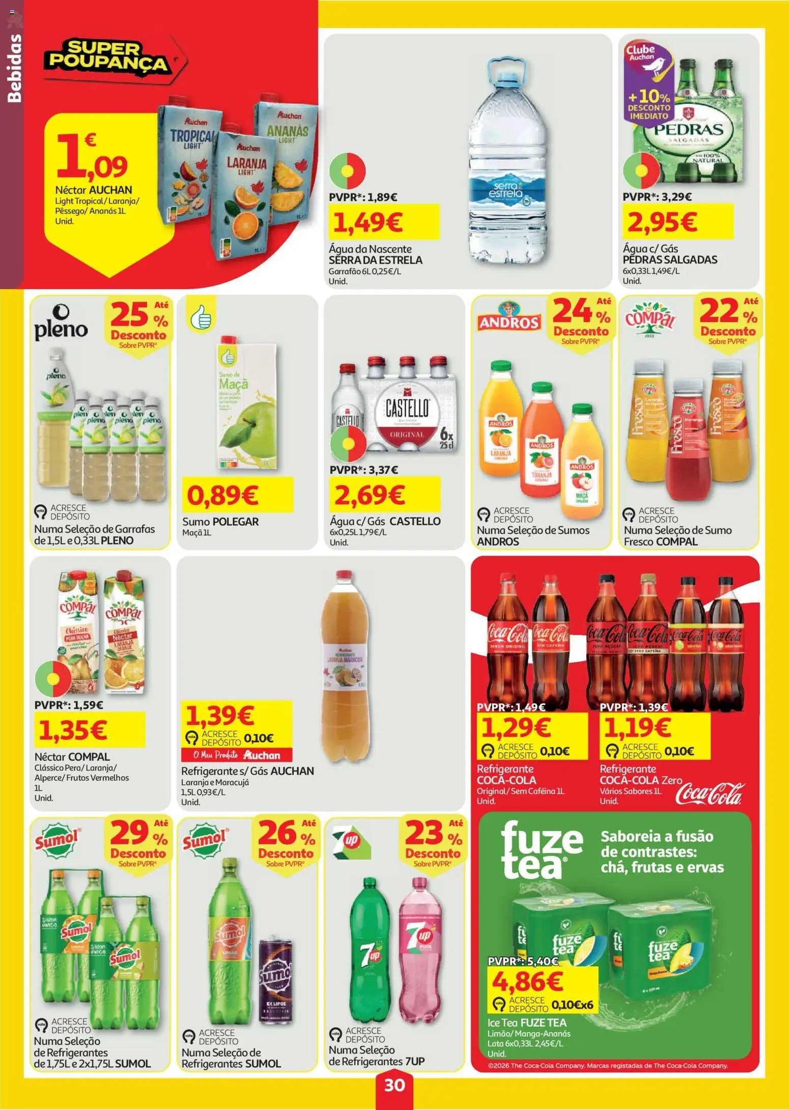 Auchan folheto │ válido de 30/07/2026 | Página: 30 | Produtos: Agua, Maça, Sumo, Açúcar