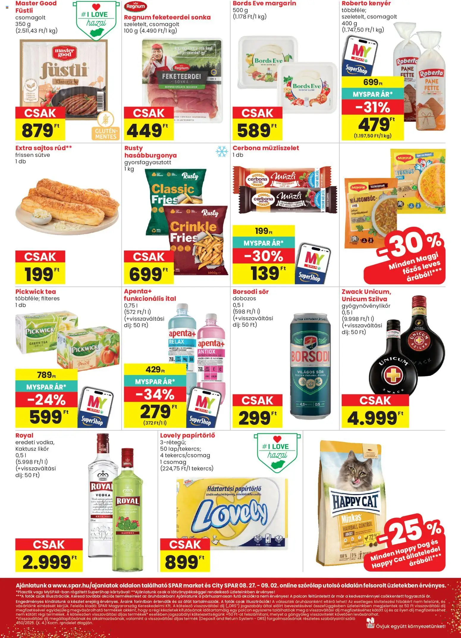 Spar akciós ujság - amely érvényes a következő dátumtól: 2026.08.27. | Oldal: 2 | Termékek: Papírtörlő, Margarin, Leves, Cukor