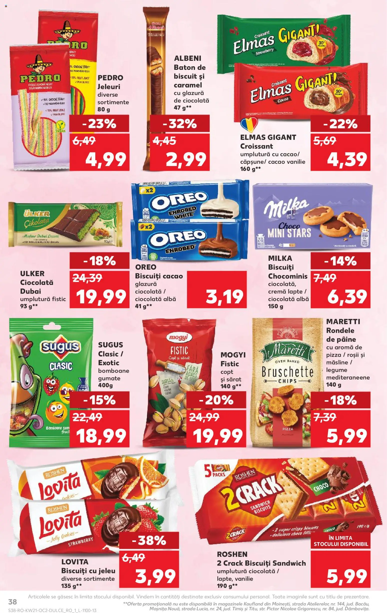 Kaufland RO akciós ujság - amely érvényes a következő dátumtól: 20.05.2026 | Oldal: 38 | Termékek: Chips, Croissant, Pizza
