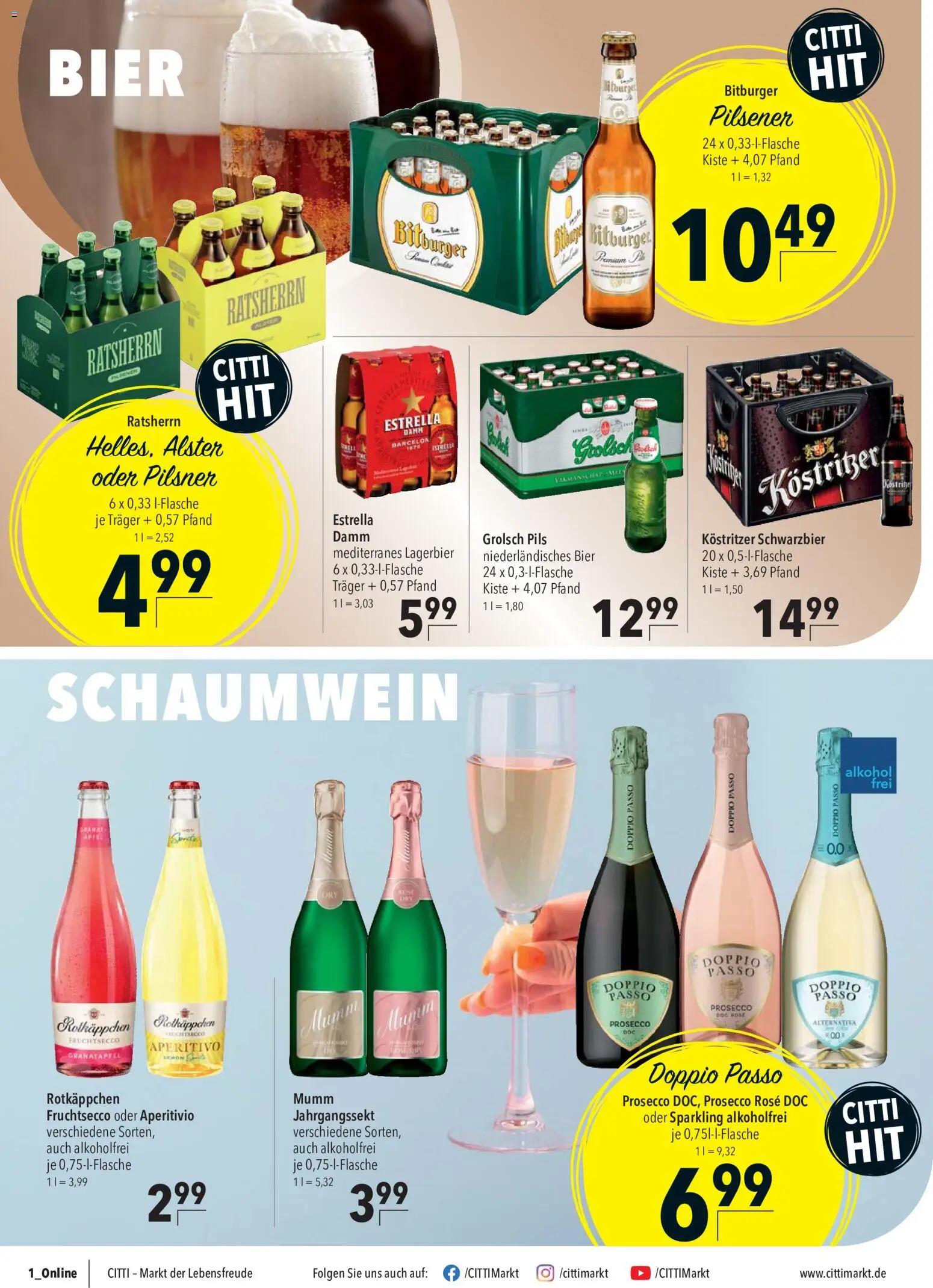 CITTI Markt Prospekt – gültig ab 09.09.2026 | Seite: 12 | Produkte: Bier, Pils, Fruchtsecco, Alkohol