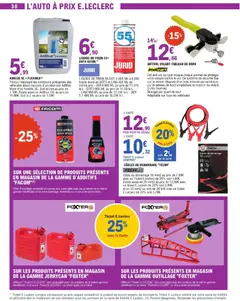 E.Leclerc - Prévisualisation de ADBLUE 5L + FLEXIBLE(1), Produit réduisant les émissions polluantes des véhicules diesel équipés d'un réservoir AdBlue. Muni d'un flexible. 5L. Soit le litre au prix de 1.10€. Existe aussi en AdBlue 10L au prix de 10.90€. Soit le L au prix de 1.09€. valide à partir de 02.06.2026 | Page: 30