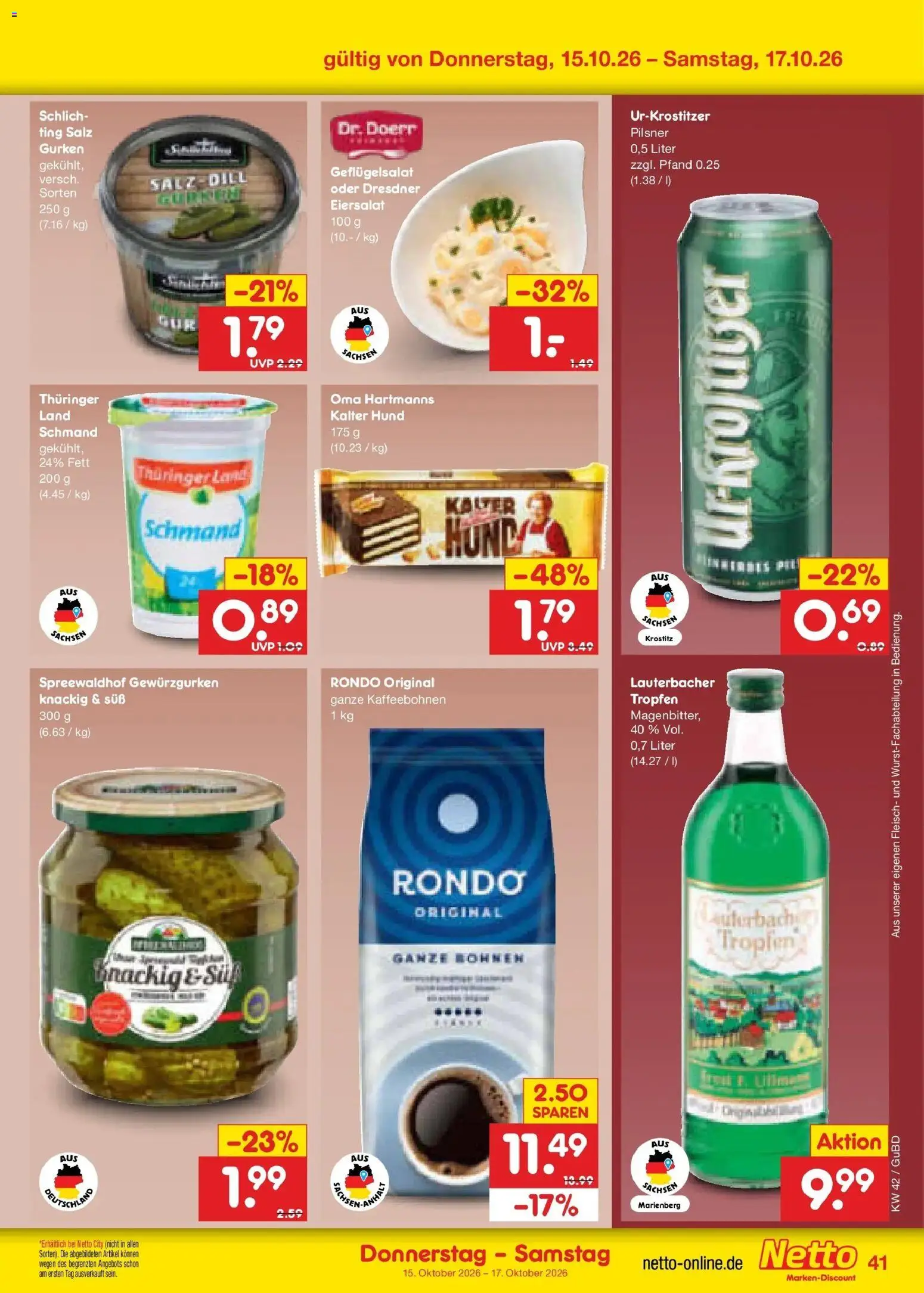 Netto Marken-Discount Prospekt Augustusburg – gültig ab 12.10.2026 | Seite: 57 | Produkte: Salz, Dill, Fleisch, Gurken
