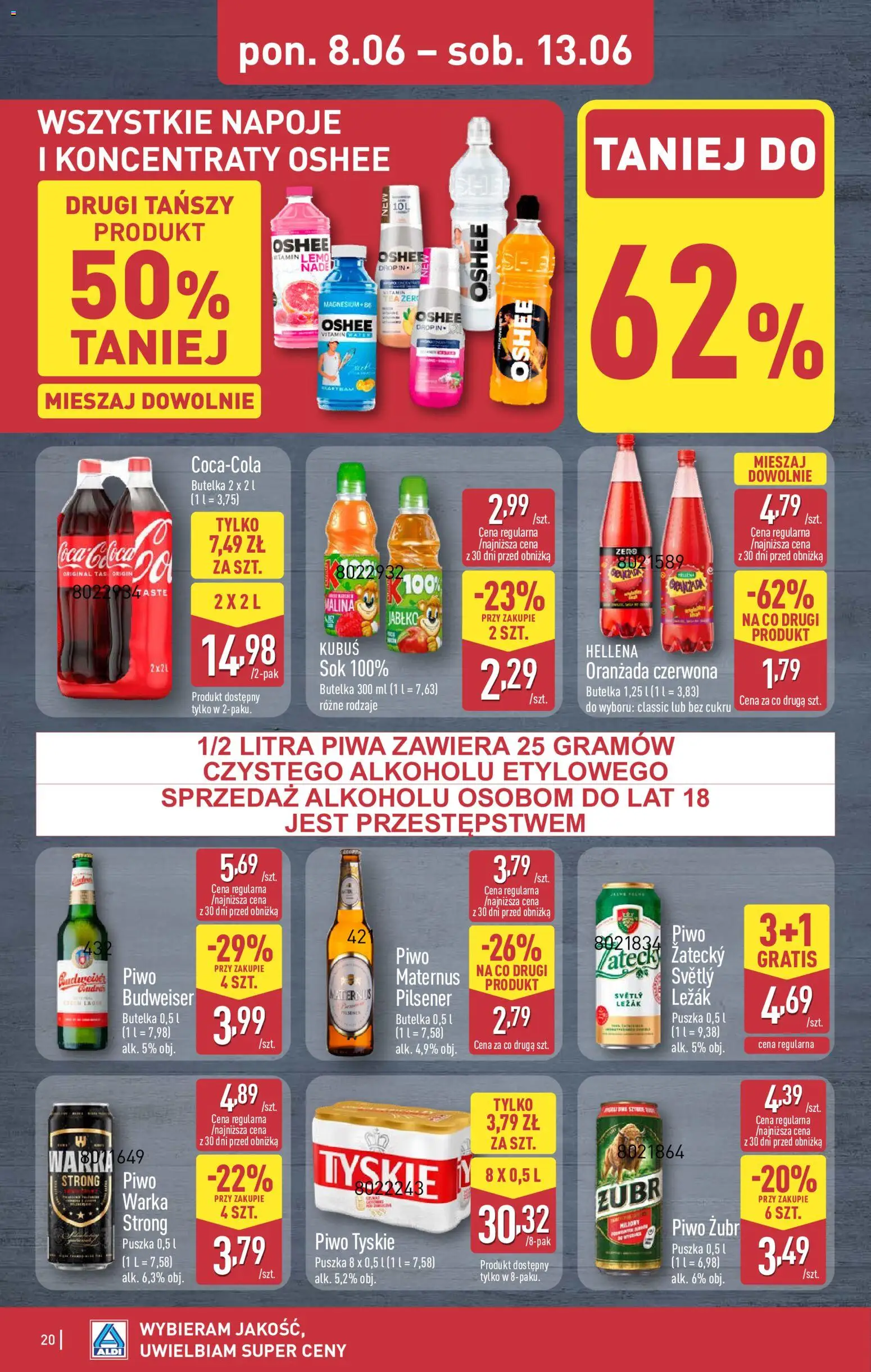 Aldi Polsko leták od 08.06.2026 | Strana: 20 | Produkty: Zubr