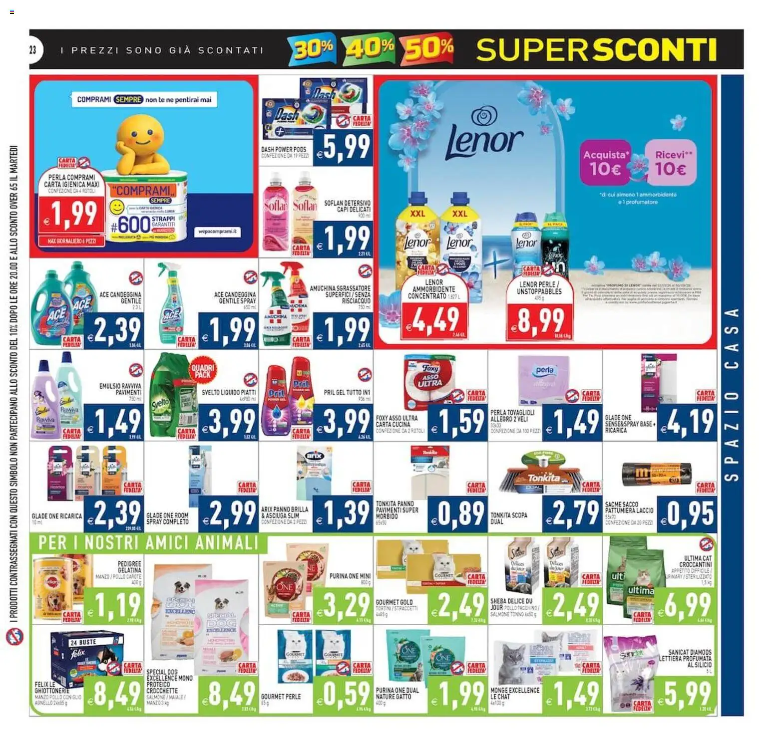 Volantino PIM Supermercati del 02/09/2026 | Pagina: 23 | Prodotti: Carta igienica, Ammorbidente, Piatti, Crocchette
