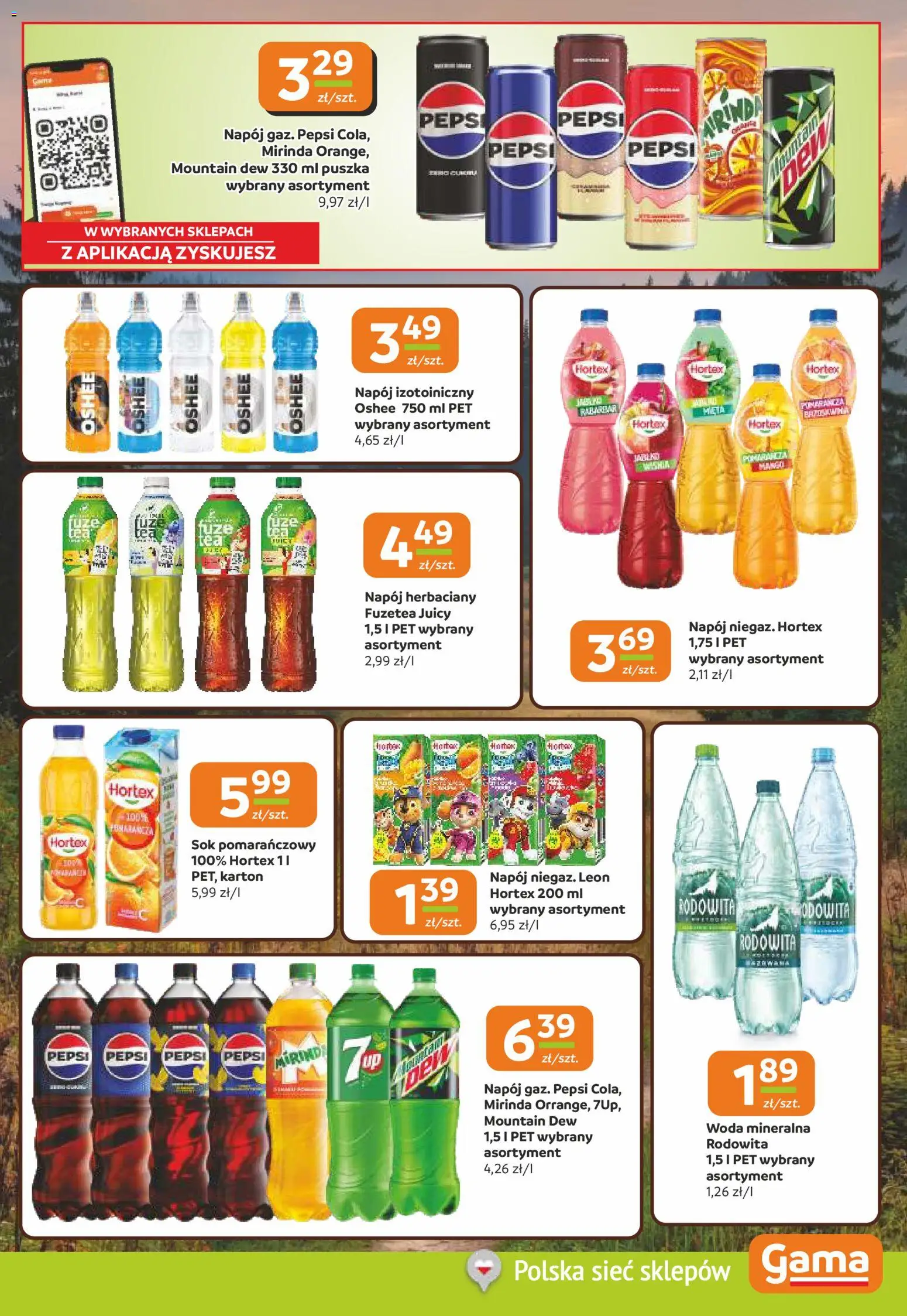 Gama gazetka od 18.06.2026 | Strona: 13 | Produkty: Sok pomarańczowy, Pepsi, Sok, Woda