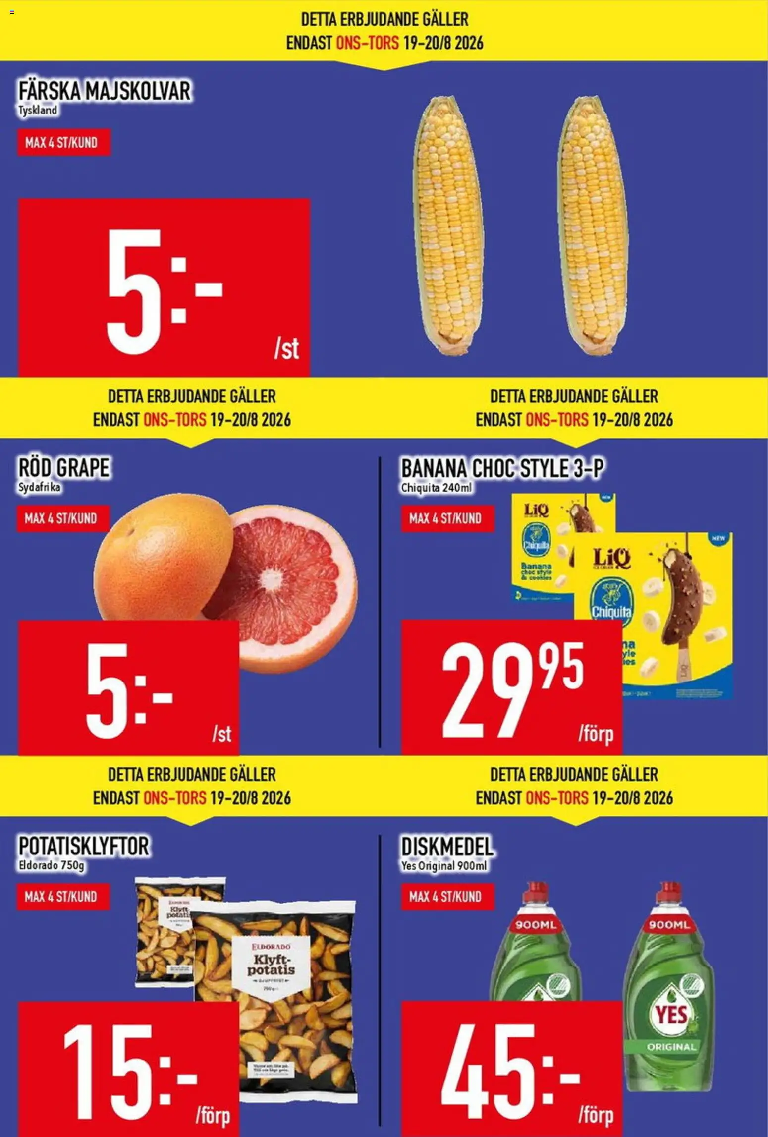 Matdax reklamblad aktuell från 24/08/2026 | Sida: 3 | Produkter: Diskmedel, Galler, Potatis