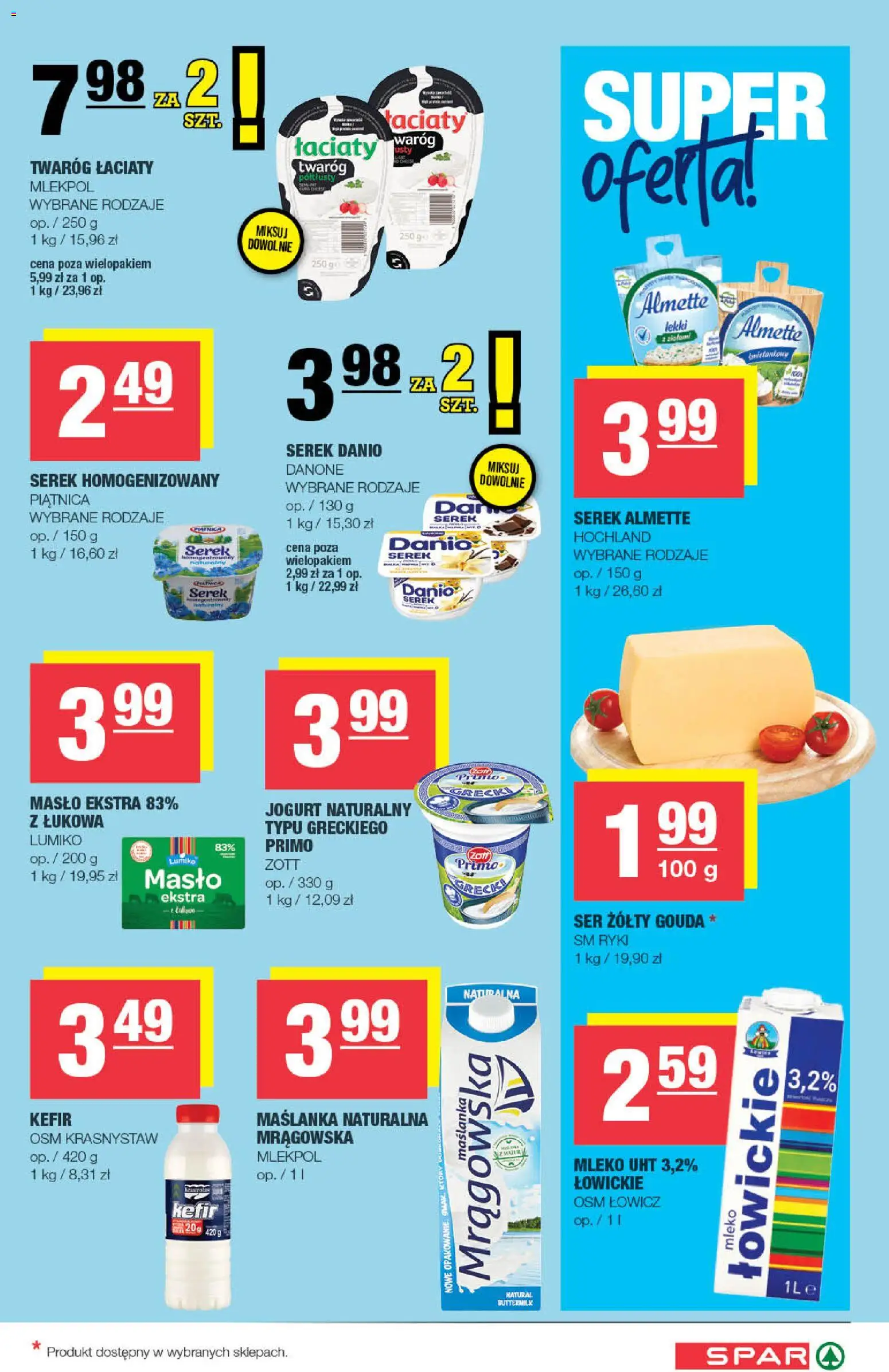 Spar gazetka od 01.07.2026 | Strona: 3 | Produkty: Almette, Ser żółty Gouda, Twaróg, Mleko łowickie