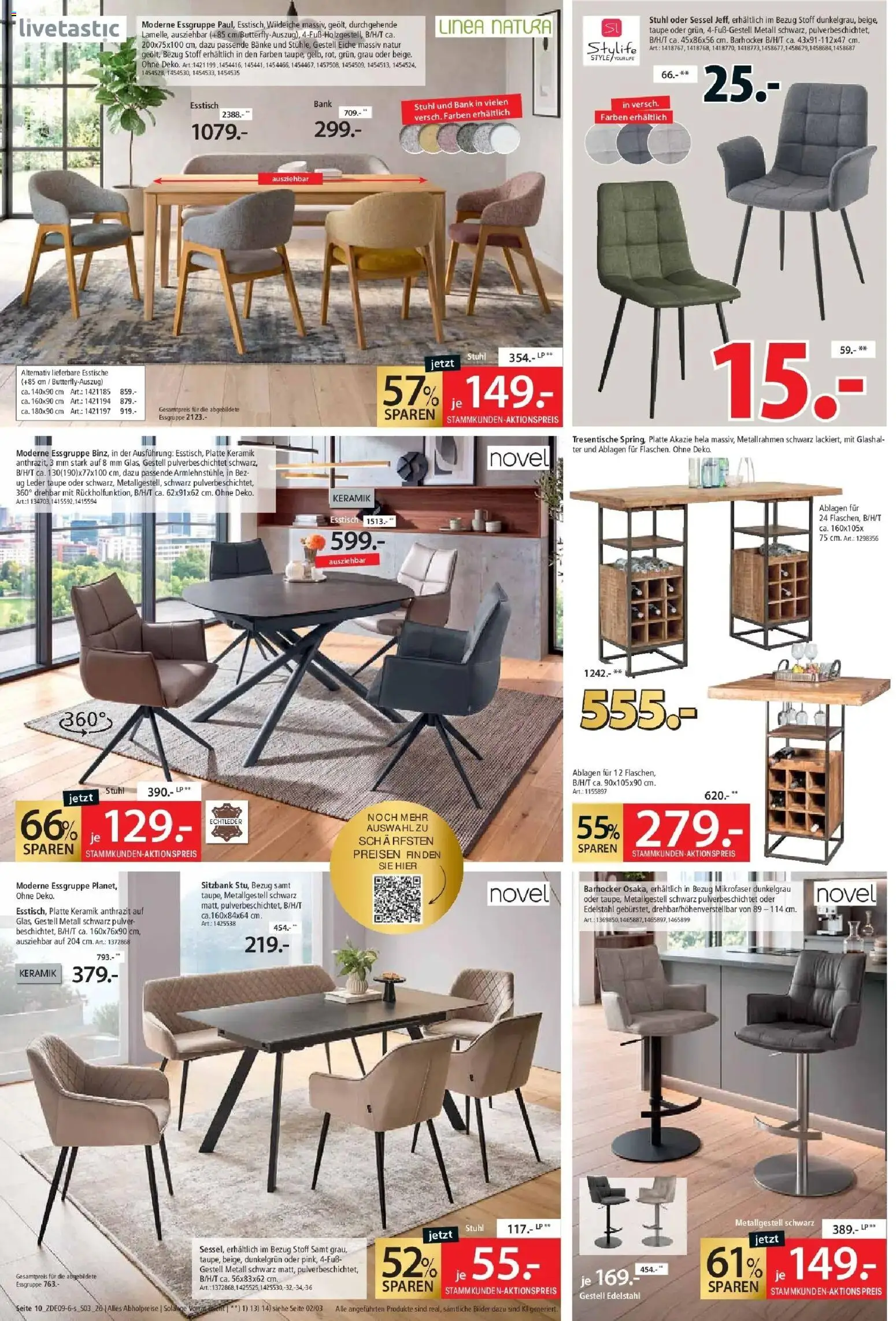 Zurbrüggen Prime Shopping week (ab 05.09.2026) zum Blättern | Seite: 14 | Produkte: Esstisch, Sitzbank, Sessel, Bilder