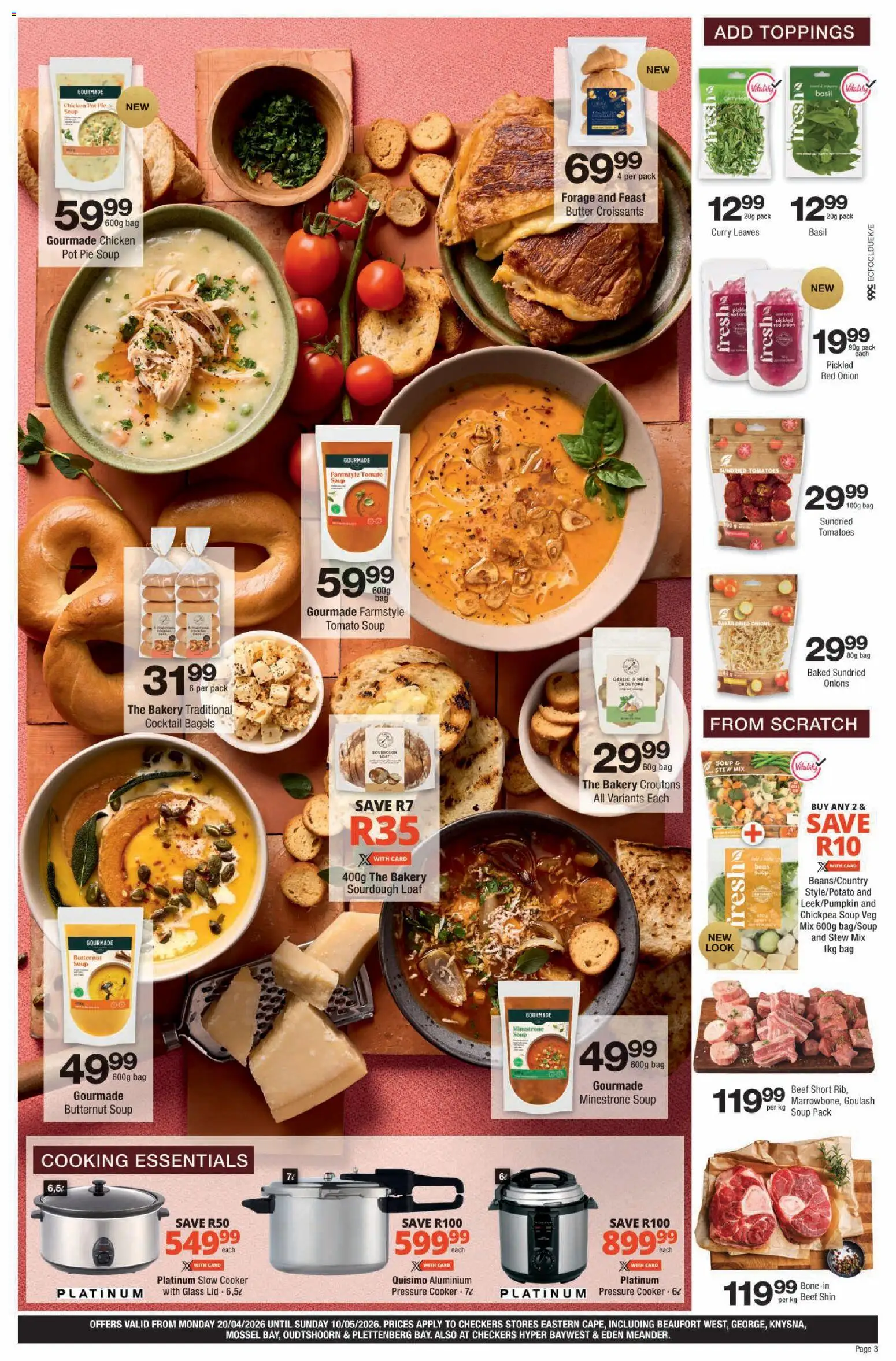 New Checkers catalogue – valid from 20.04.2026 | Page: 3 | Products: Cooker, Slow cooker, Butter, Soup
