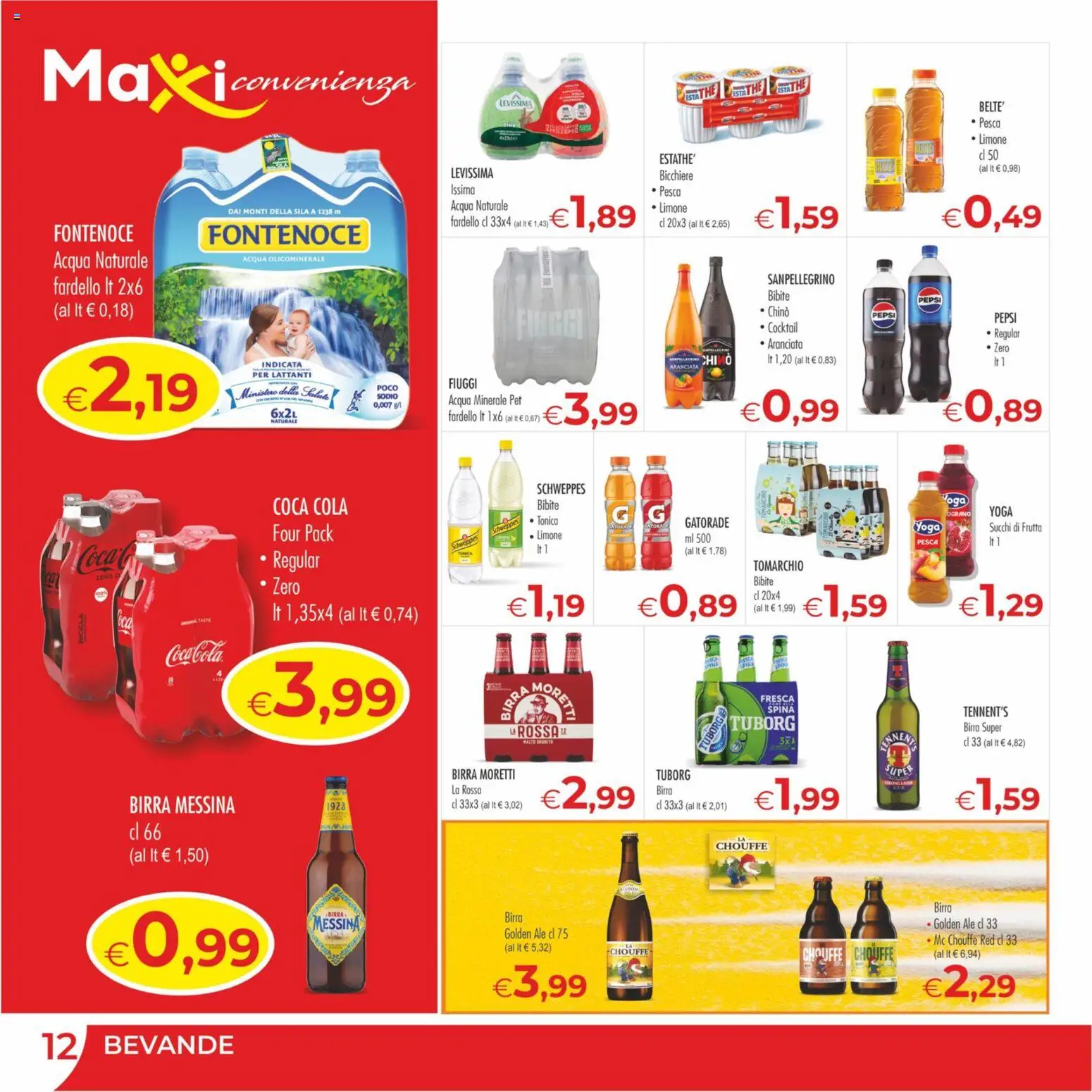 Volantino MerSi Supermercati del 06.05.2026 | Pagina: 12 | Prodotti: Tennent's, Acqua naturale, Bibite, Birra messina