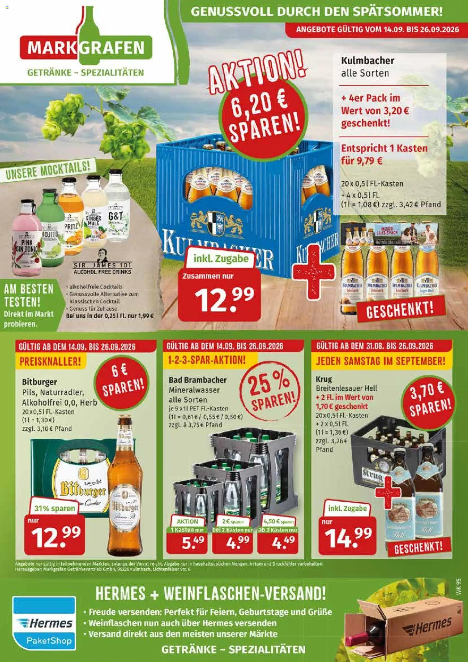 Markgrafen Prospekt – gültig ab 31.08.2026 | Seite: 8 | Produkte: Bitburger, Spezialitäten, Mineralwasser, Gin