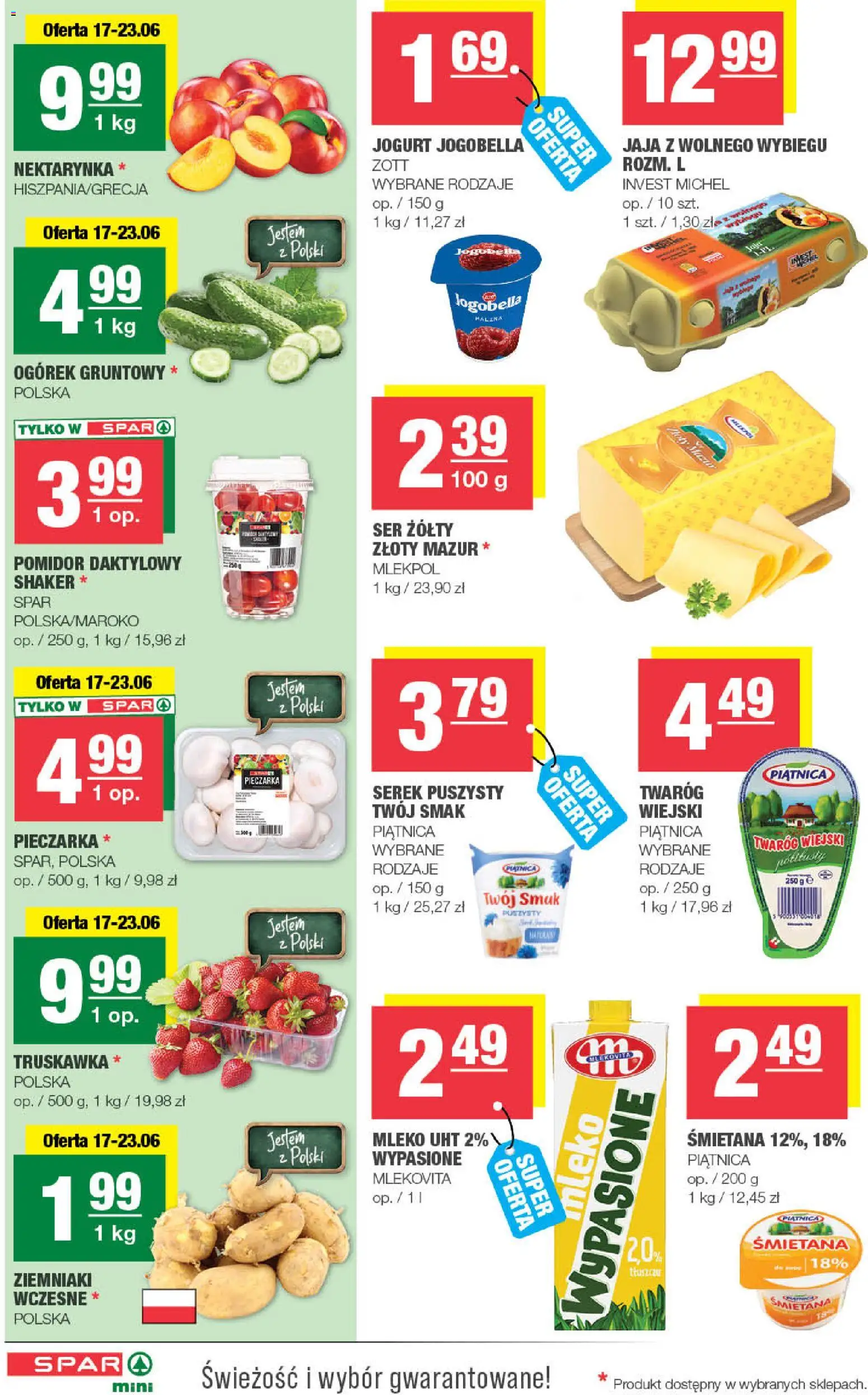 Spar gazetka - Mini od 17.06.2026 | Strona: 2 | Produkty: Ser żółty, Jogurt, Śmietana, Jaja