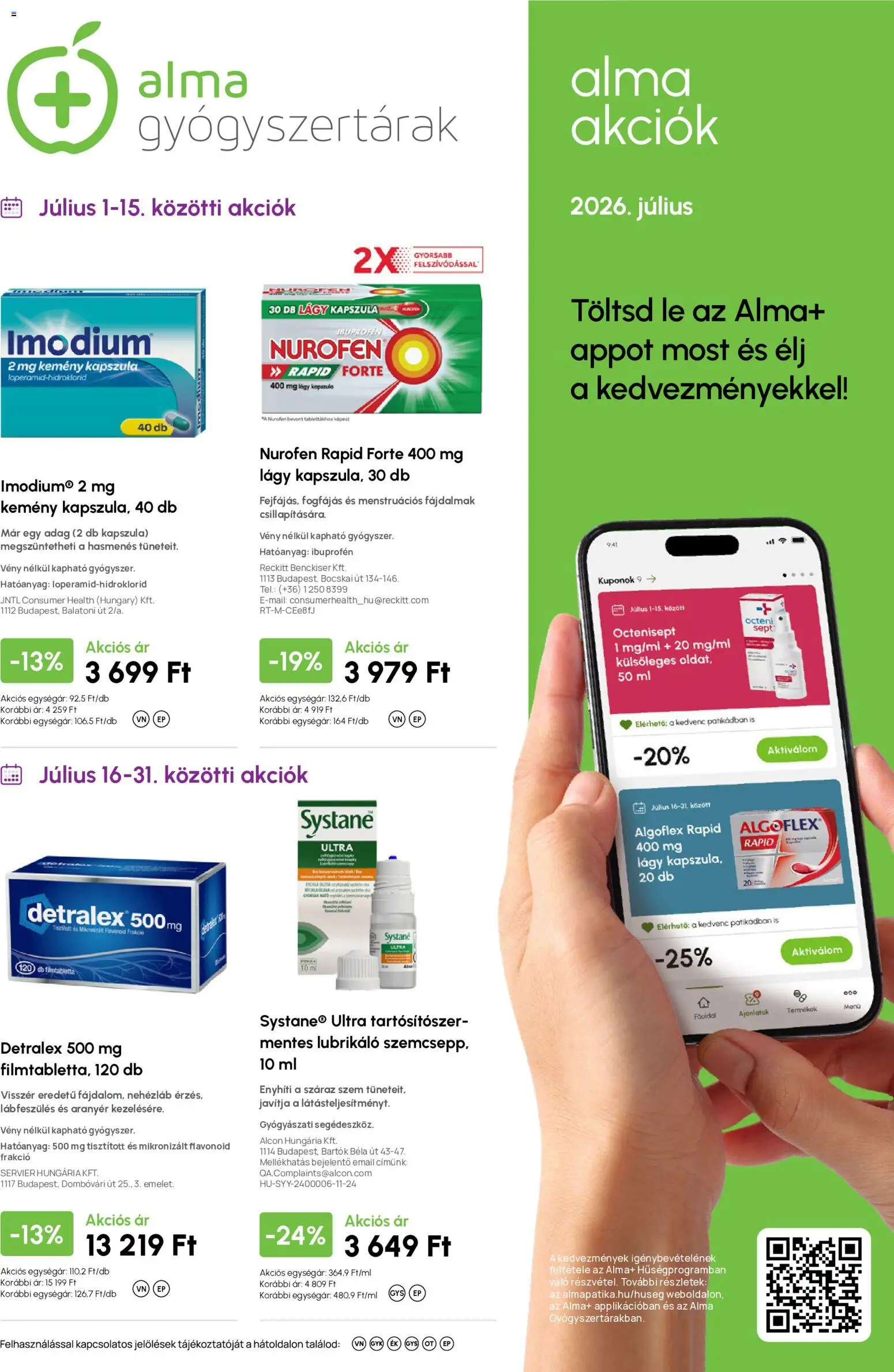 Alma Gyógyszertárak akciós ujság - amely érvényes a következő dátumtól: 2026.07.01. | Oldal: 1