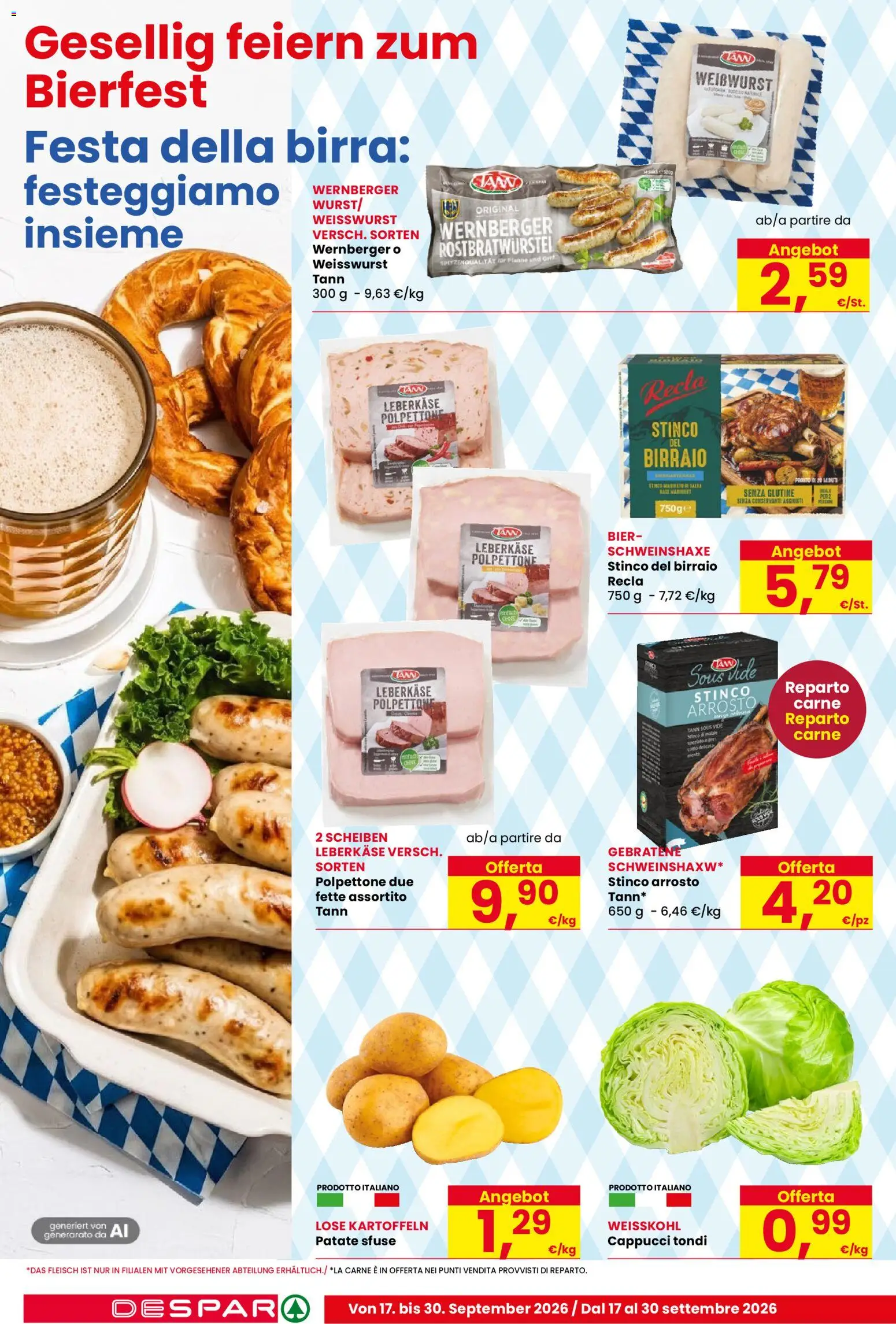 Volantino Eurospar del 17/09/2026 | Pagina: 14 | Prodotti: Senza glutine, Arrosto, Patate, Carne