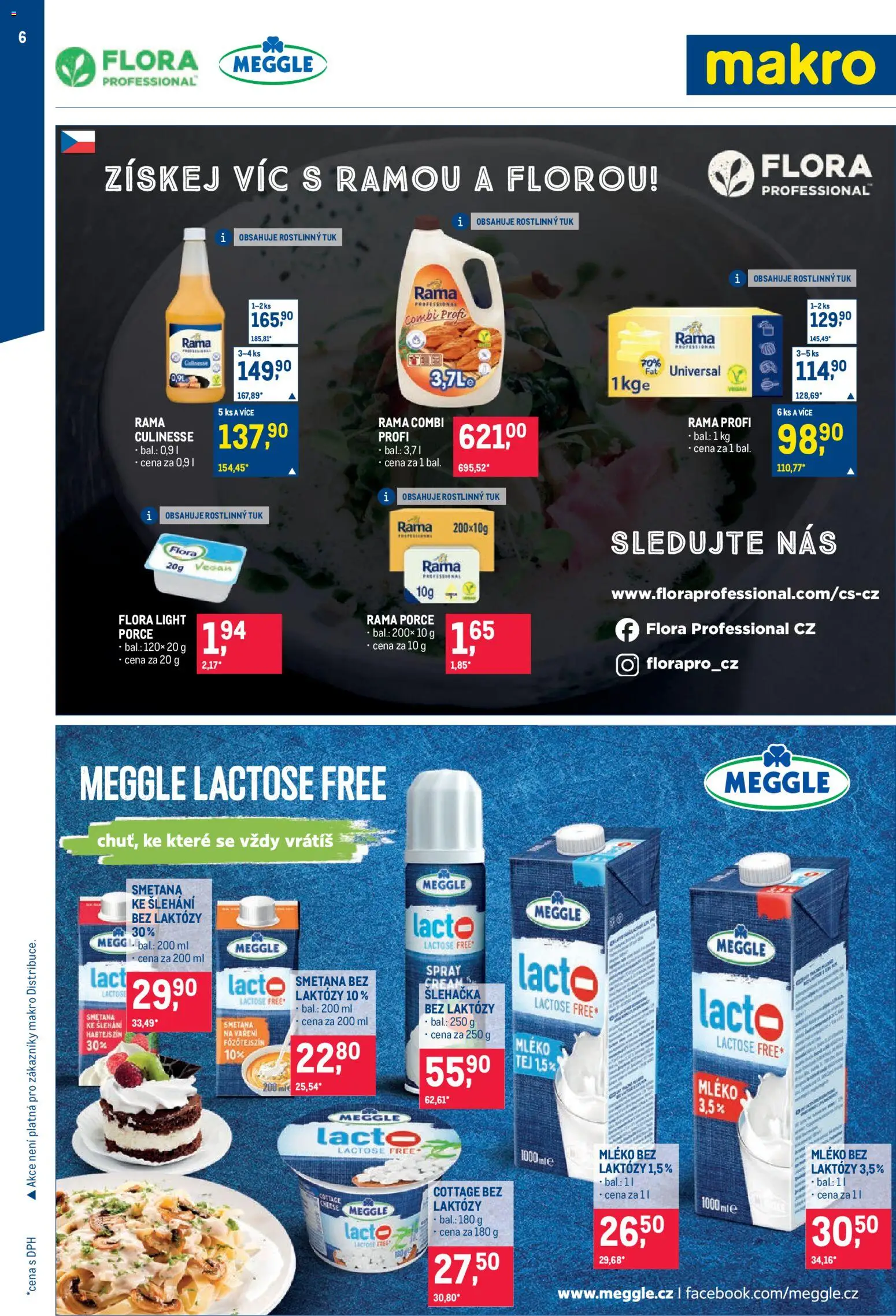 Makro leták - Obchodní partneři od 20.05.2026 | Strana: 6 | Produkty: Mléko bez laktózy, Rama, Flora, Cottage