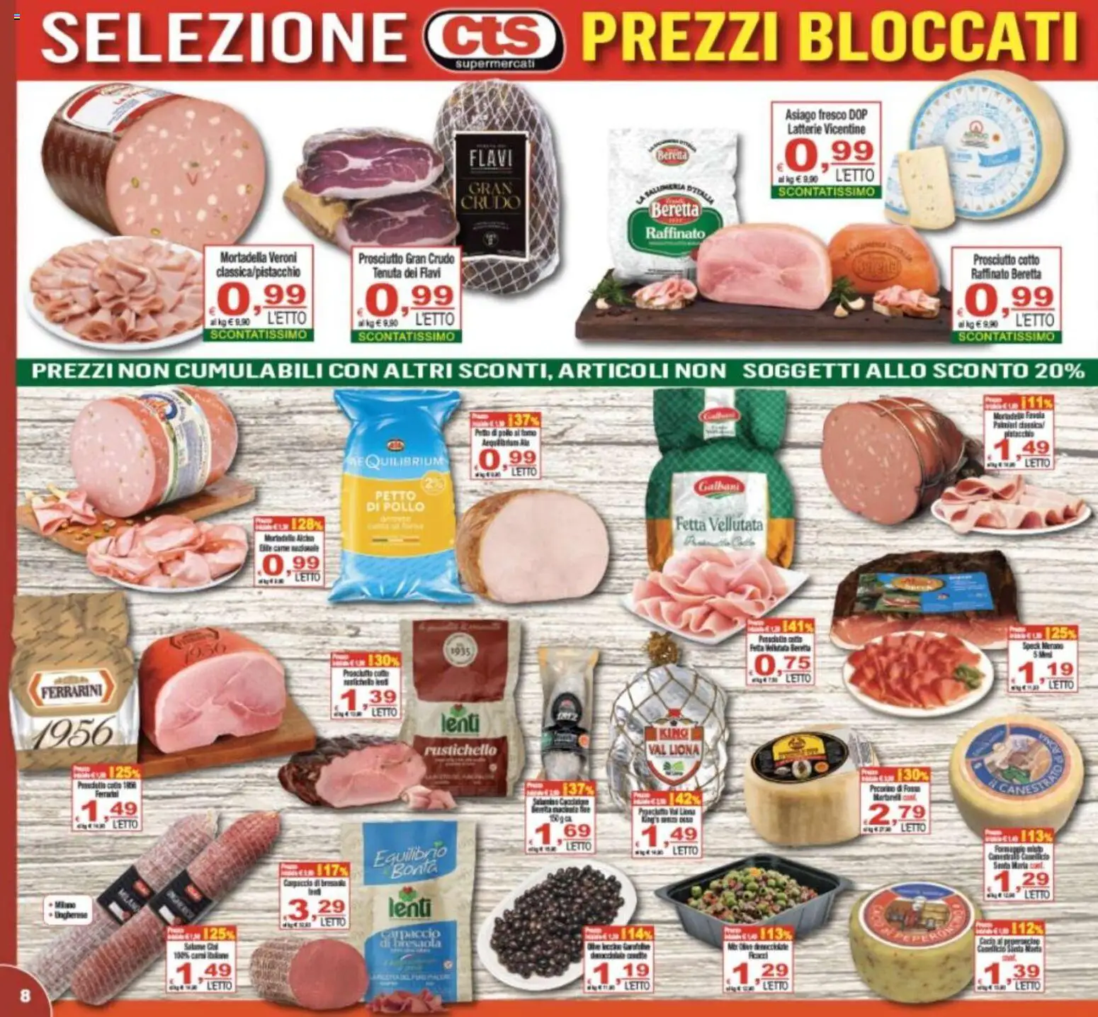 Volantino CTS del 12/08/2026 | Pagina: 8 | Prodotti: Carpaccio, Mortadella, Lenti, Pecorino