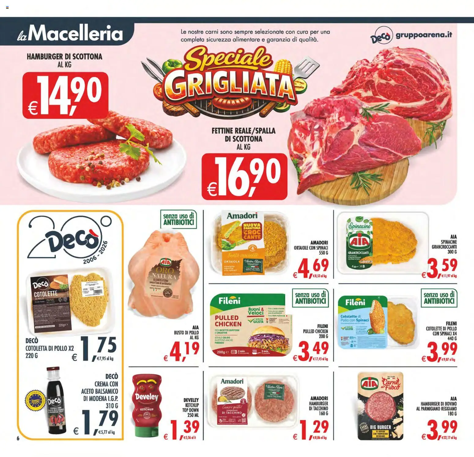 Volantino Decò del 28.04.2026 | Pagina: 6 | Prodotti: Pollo, Tacchino, Parmigiano, Terra