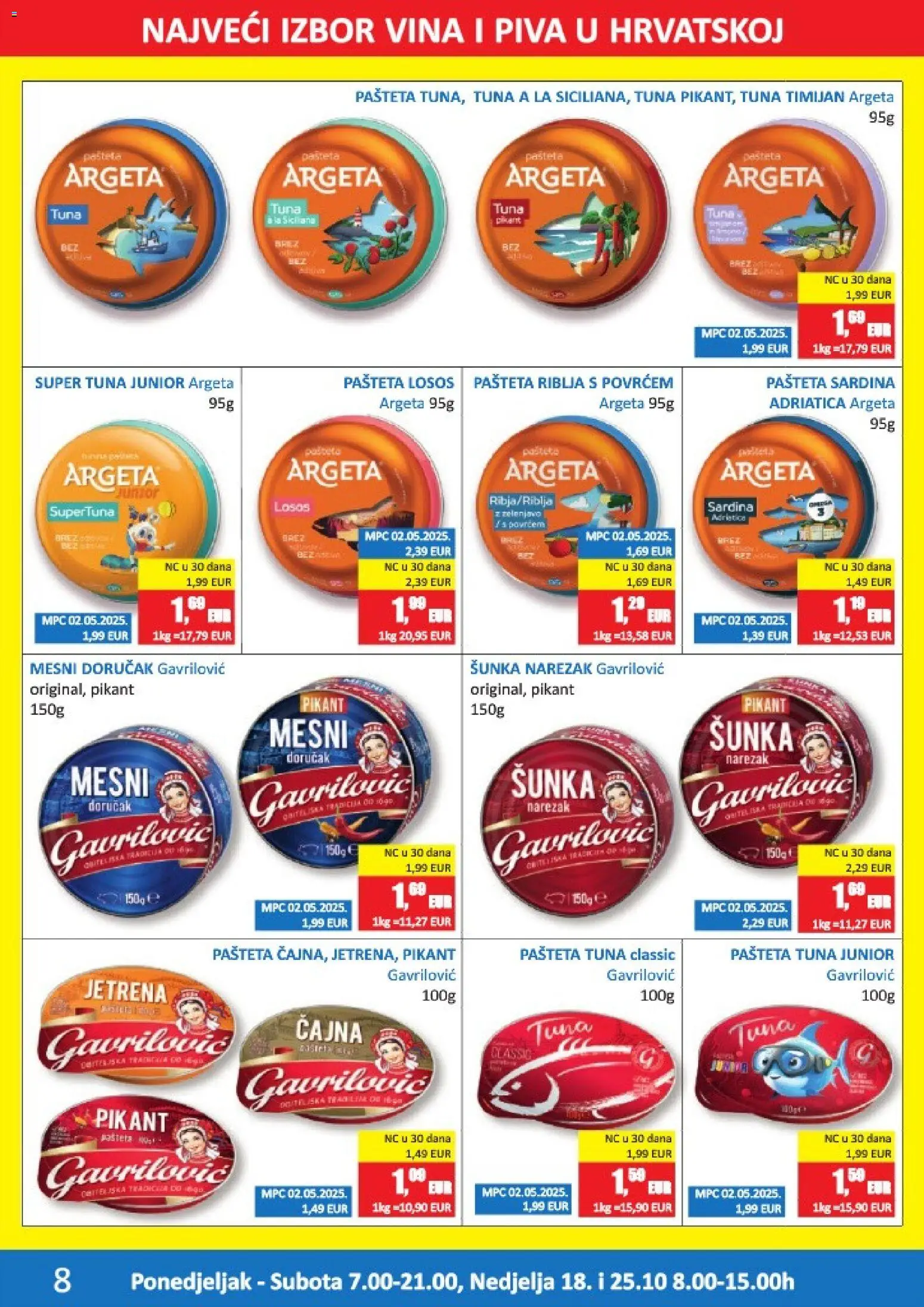 Vrutak katalog | vrijedi od 12.10.2026 | Stranica: 8 | Proizvodi: Šunka, Sardina, Losos, Pasteta tuna