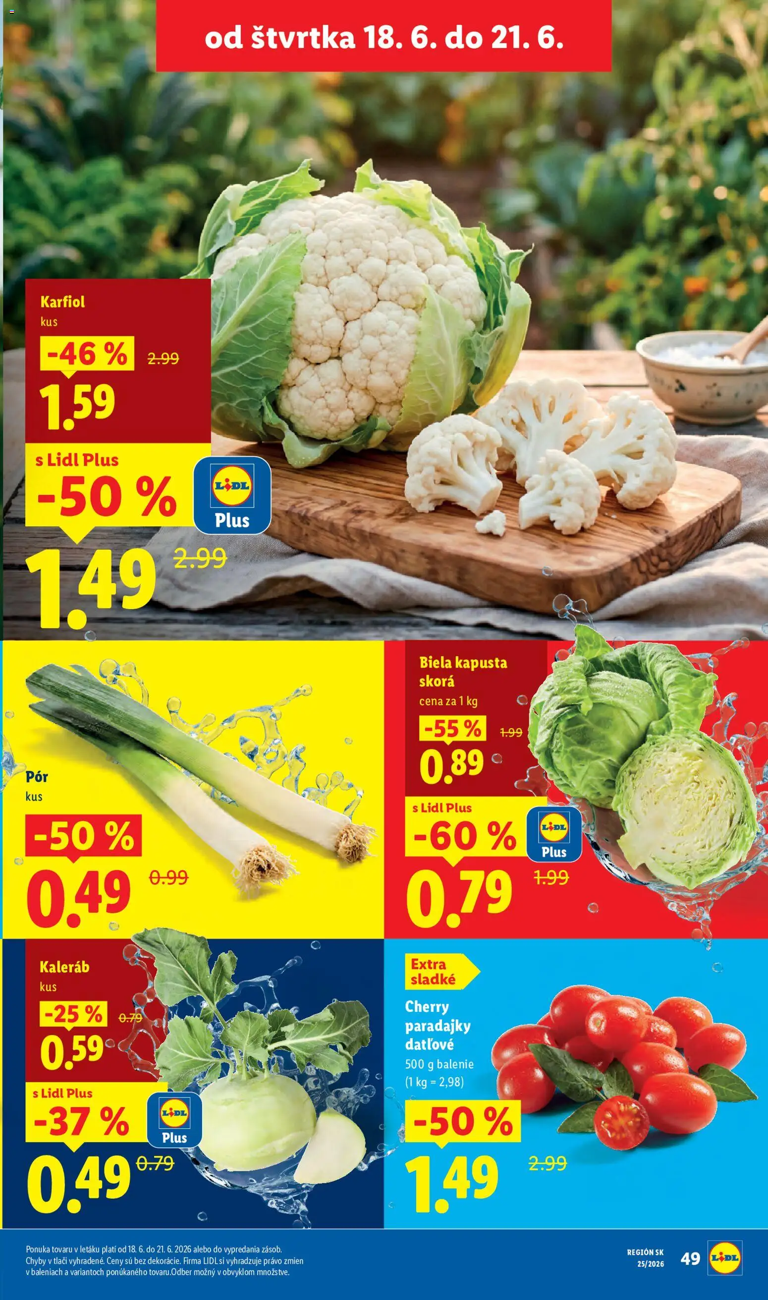 Nové Lidl akcie – leták je platný od 15.06.2026 | Strana: 61 | Produkty: Kapusta, Paradajky, Karfiol, Cherry paradajky